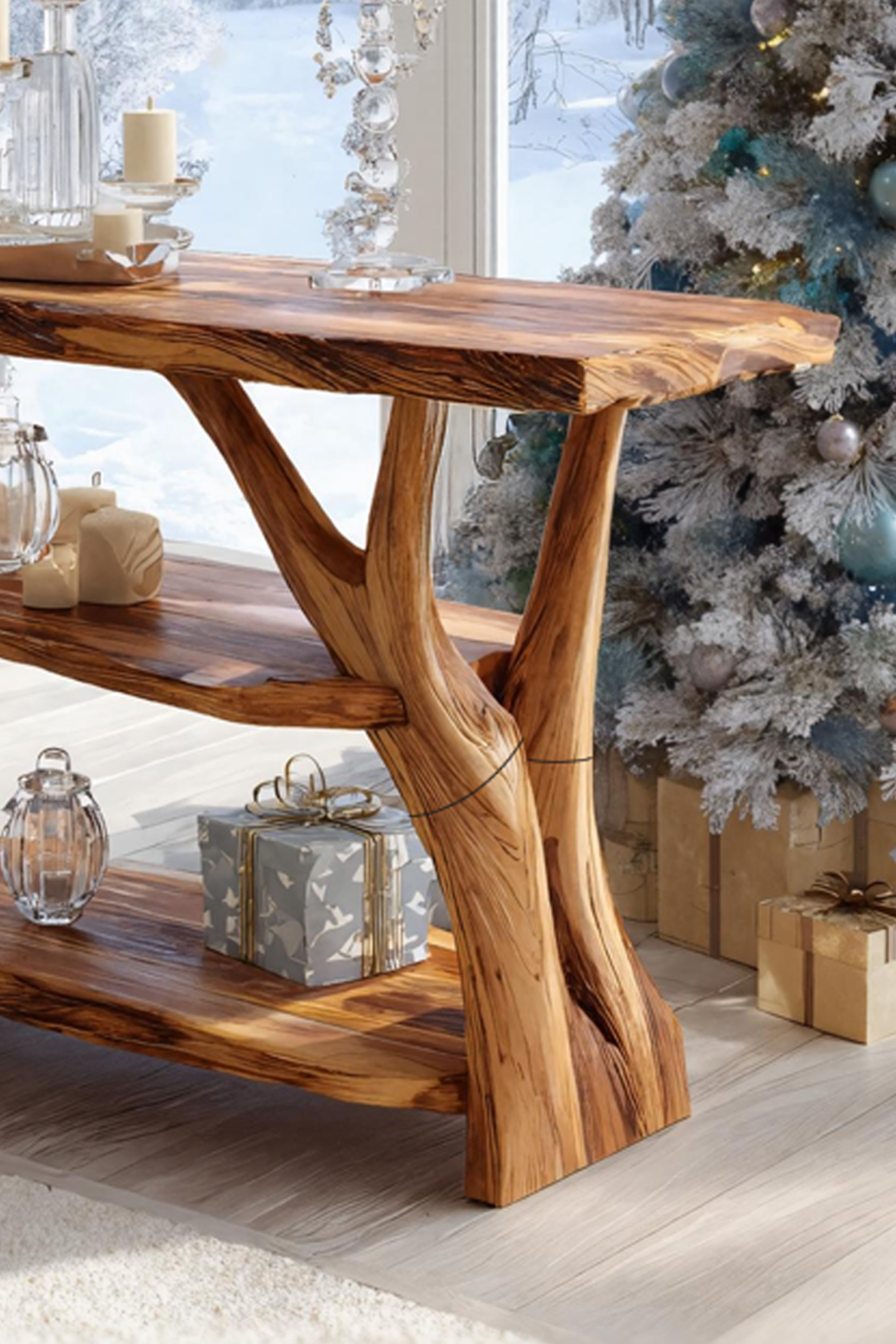 Handcrafted Live Edge Entryway Table For Bedroom Christmas Seasonal Accent SILDTTRCSC003