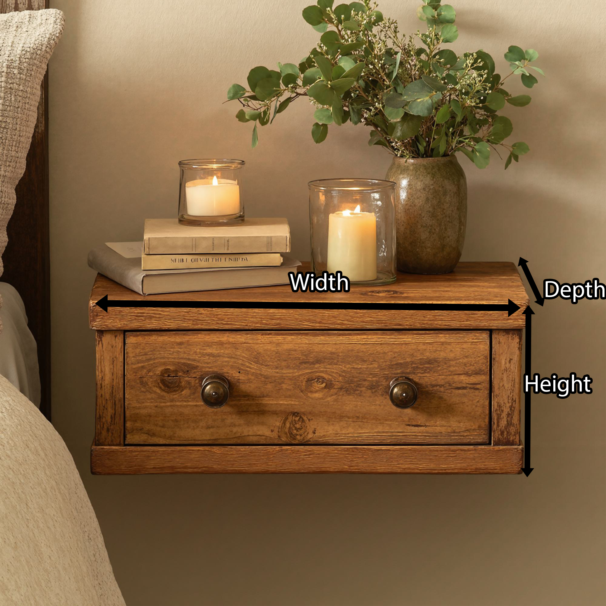 Floating Modern Wooden Nightstand For Compact Spaces SILDTNS006