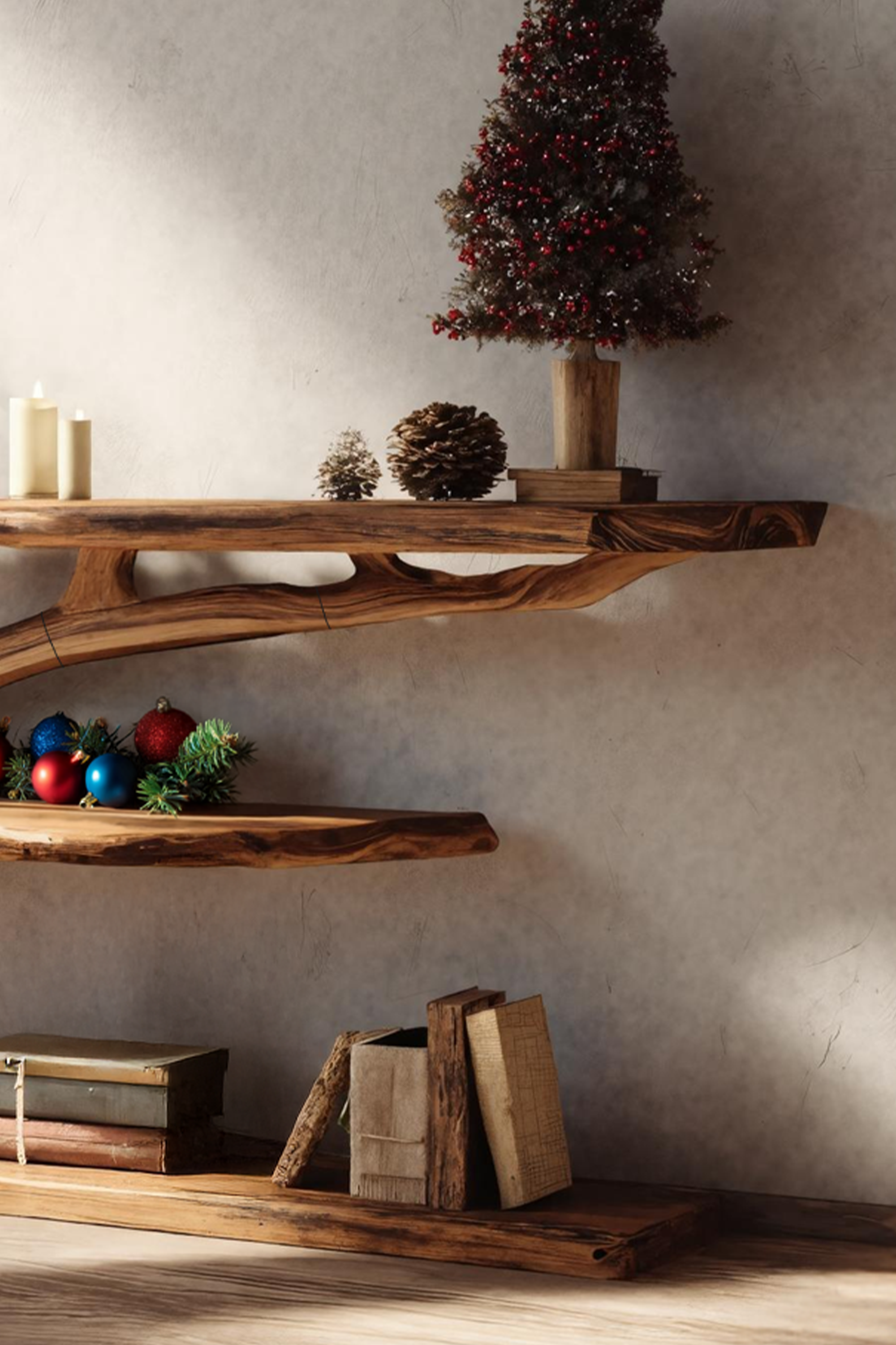 Handcrafted Live Edge Entryway Table For Christmas Seasonal Bedroom Design SILDTTRCSC043