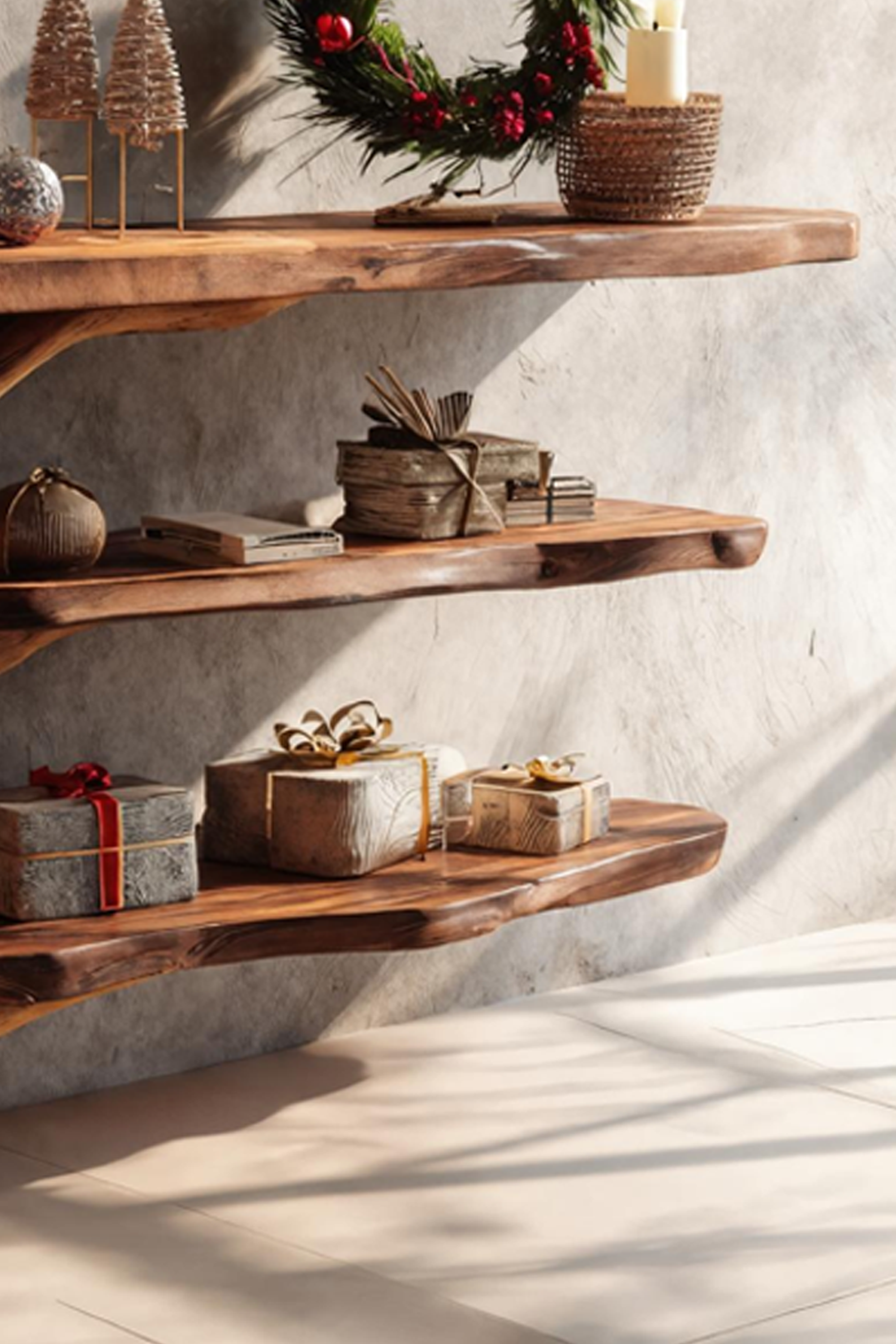 Farmhouse Wooden Live Edge Console Table For Bedroom Christmas Decoration SILDTTRCSC022