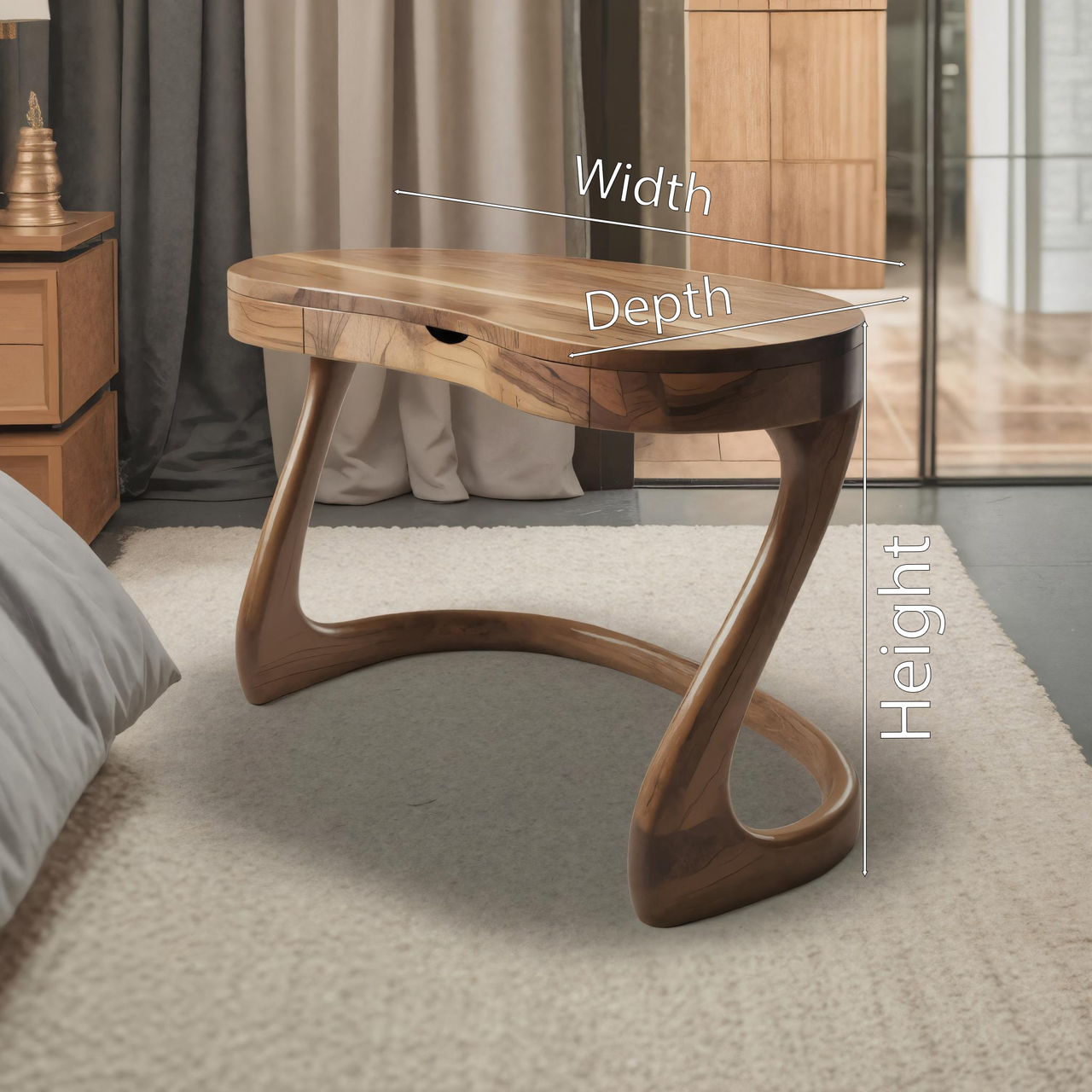 Modern Sculpted Desk With Drawers For Minimalist Home Office SITHHNDE025