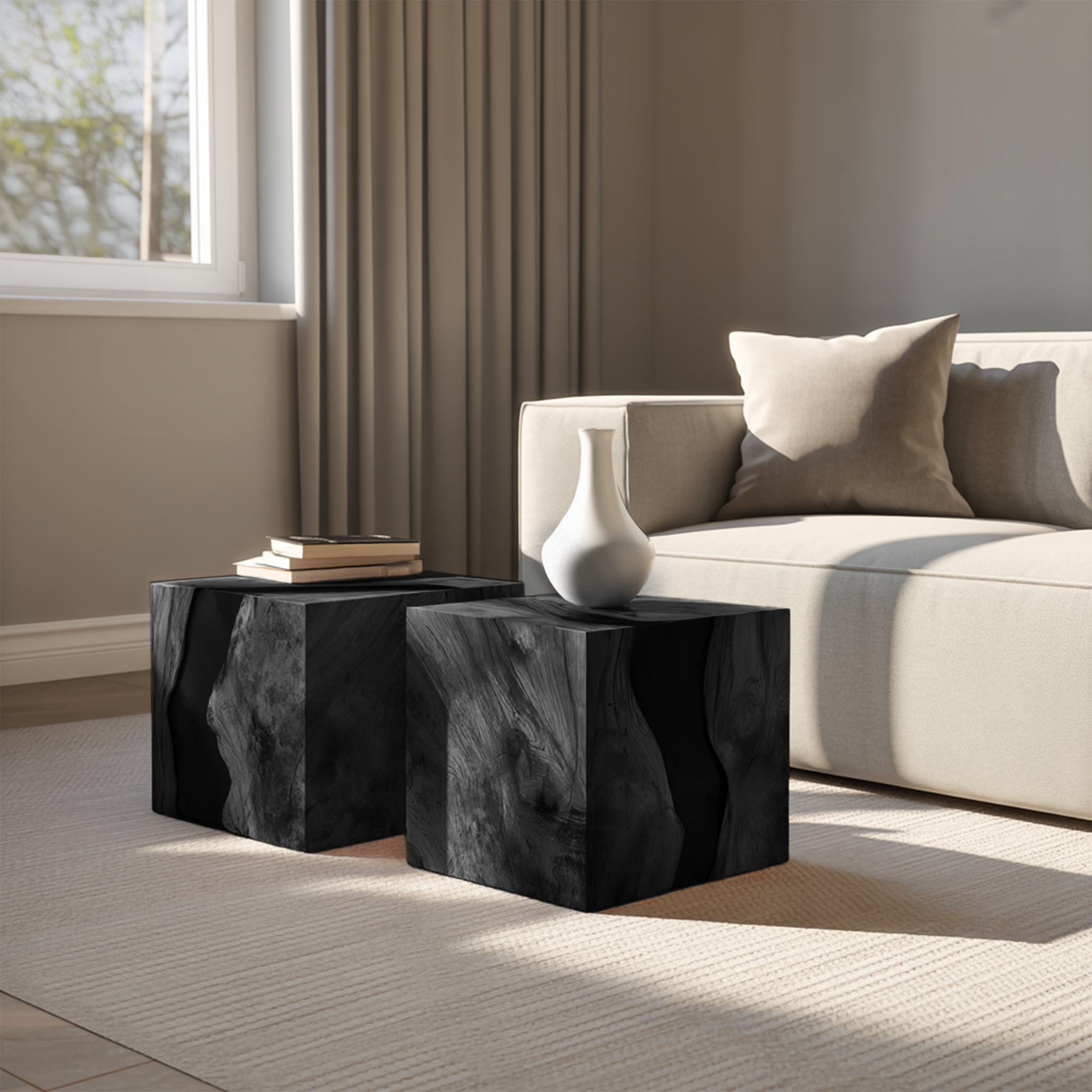 Handcrafted Solid Wood Cube Table For Natural Decor Home SILDTTNCF046