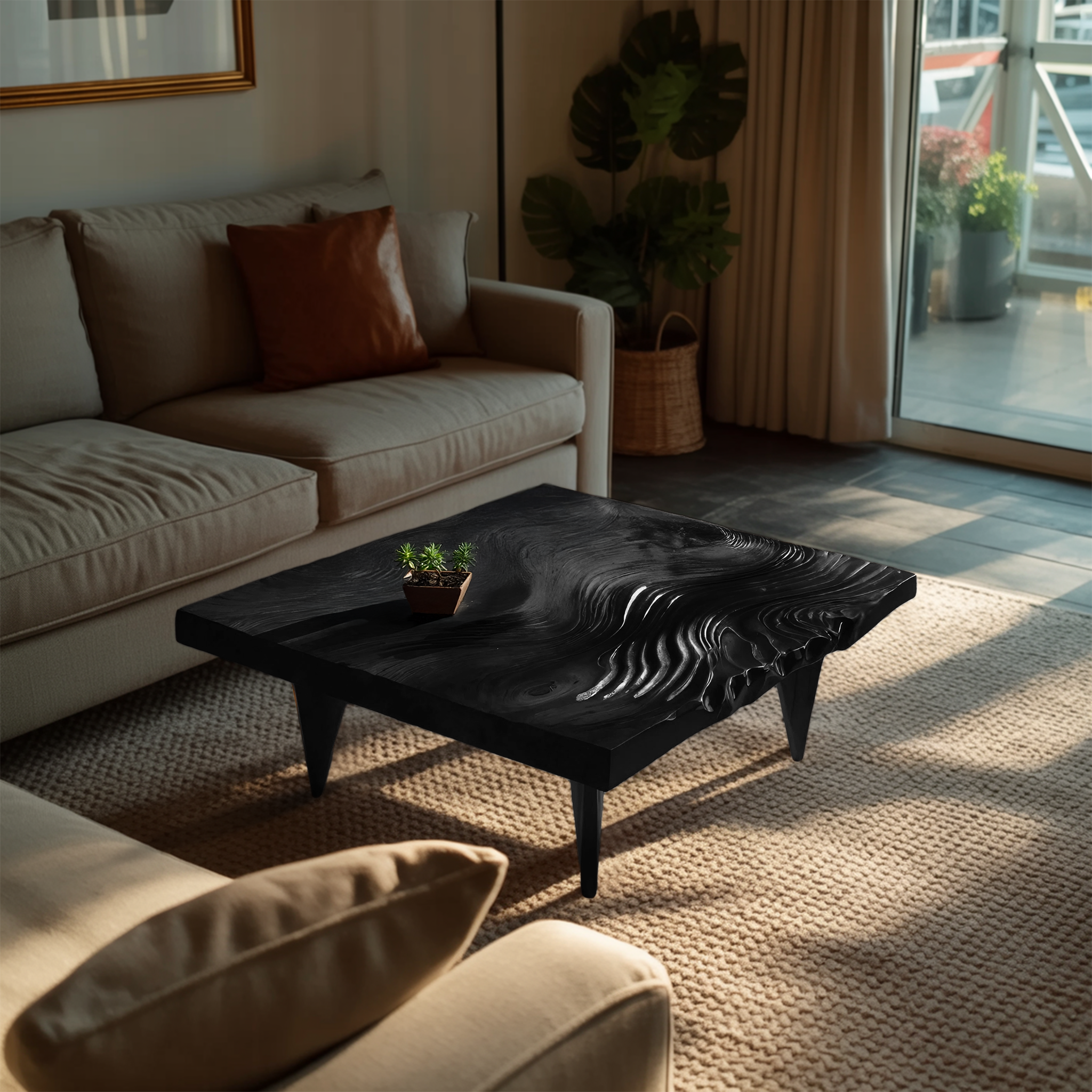 Farmhouse Solid Wood Irregular Coffee Table For Entryway SILDTTRCF073