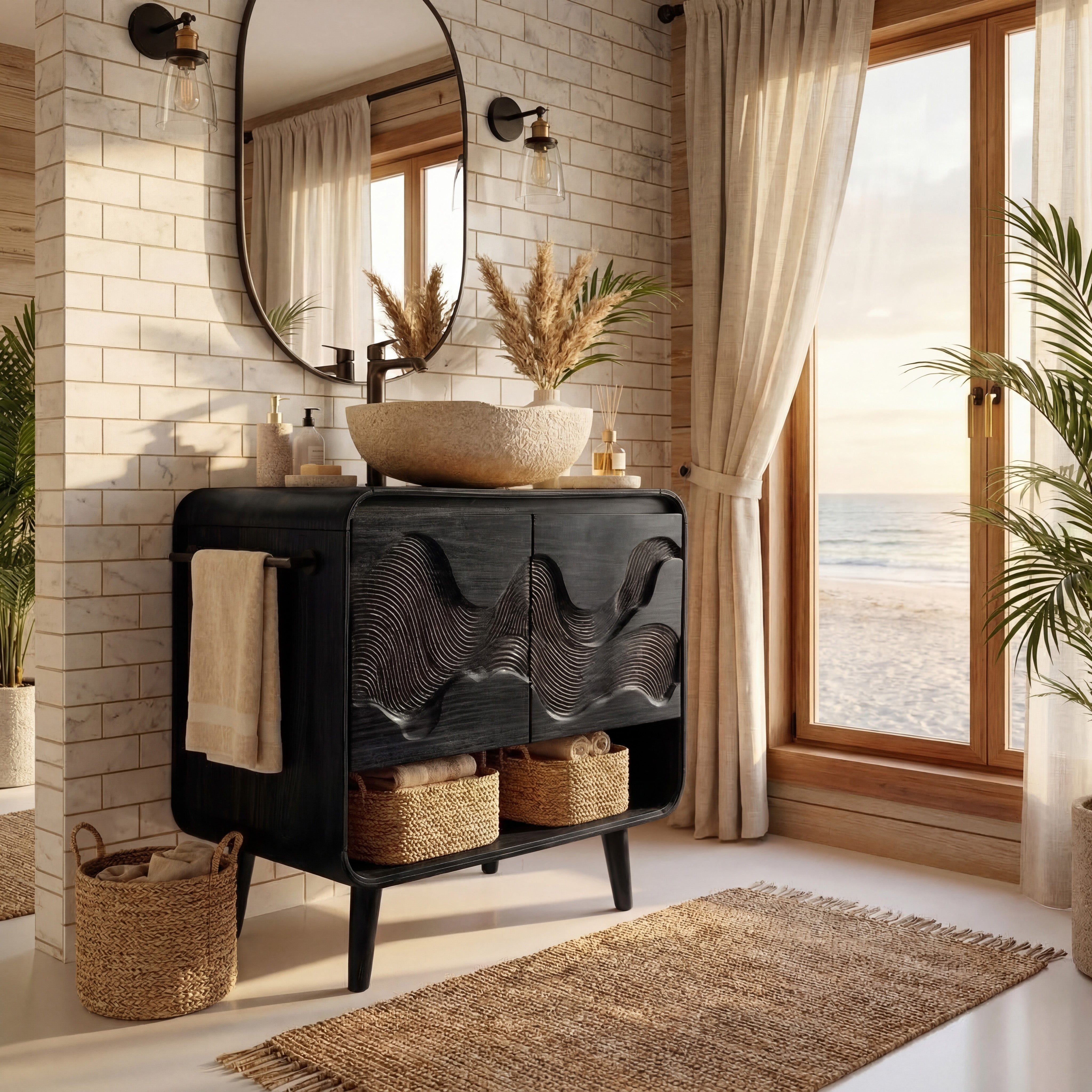 Coastal Wooden Bathroom Vanity For Bathroom RTTHHNBRV014