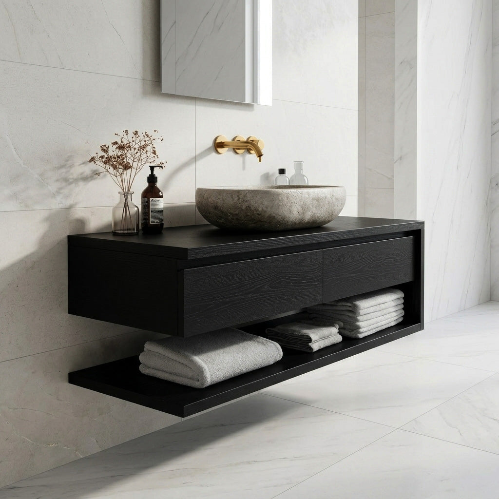 Contemporary Wall Mounted Wood Bathroom Vanity For Bathroom RTTHHNBRV008
