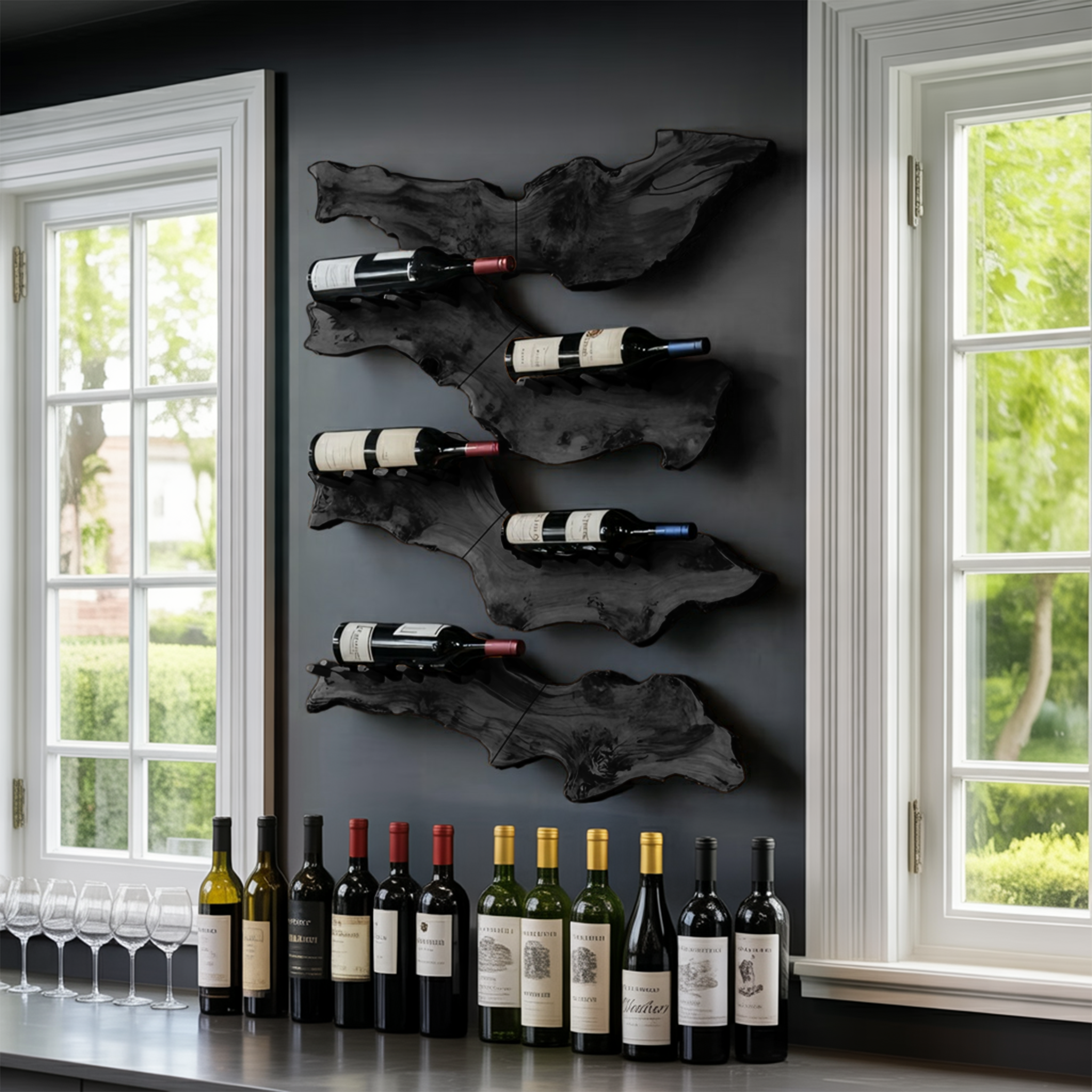 Farmhouse Wooden Wine Holder For Entryway Wine Storage Decor SILDTTRWH059