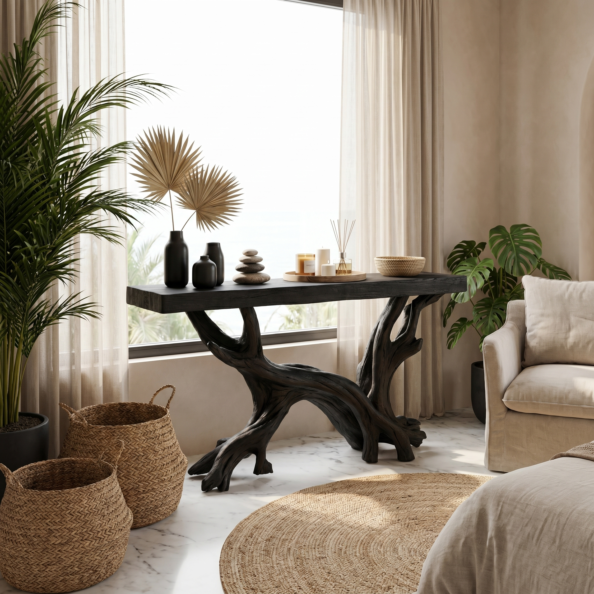 Rustic Coastal Console Table Living Room And Hallway SINLSACS426