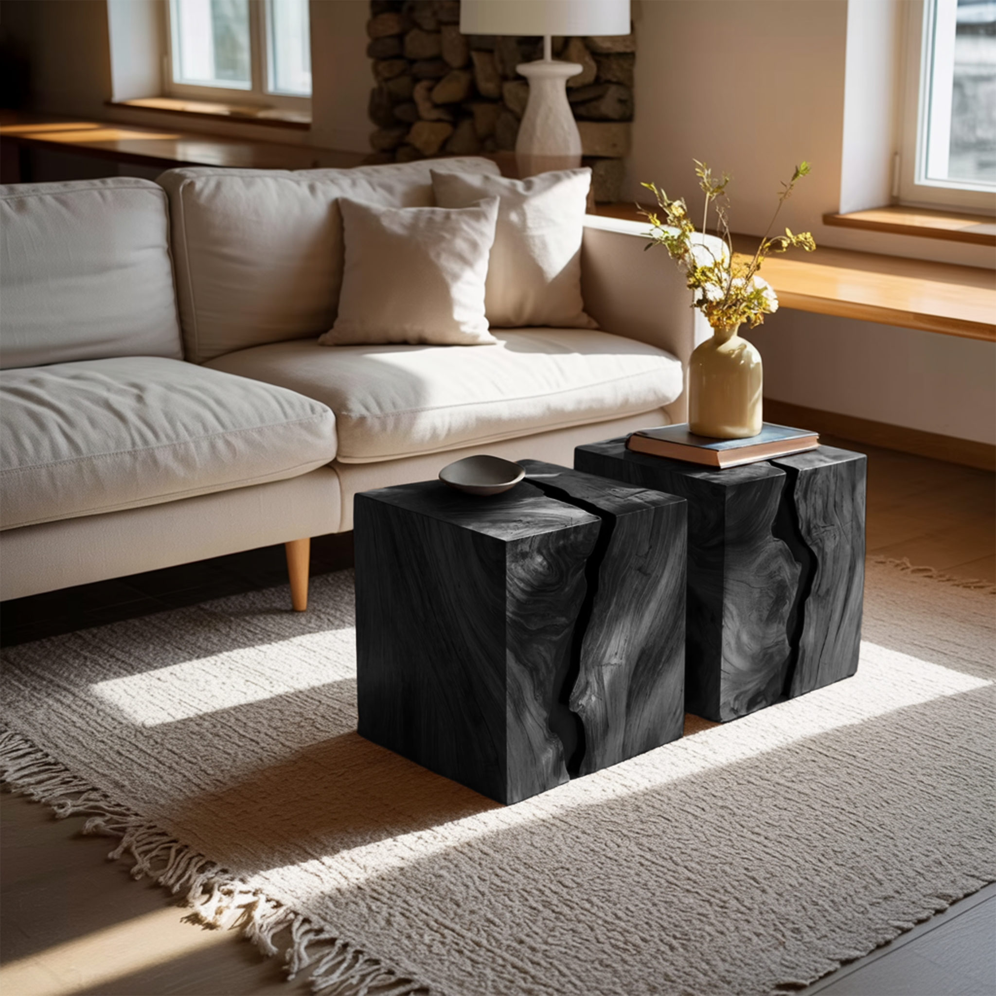 Handcrafted Solid Wood Low Coffee Table For Living Decor SILDTTNCF058