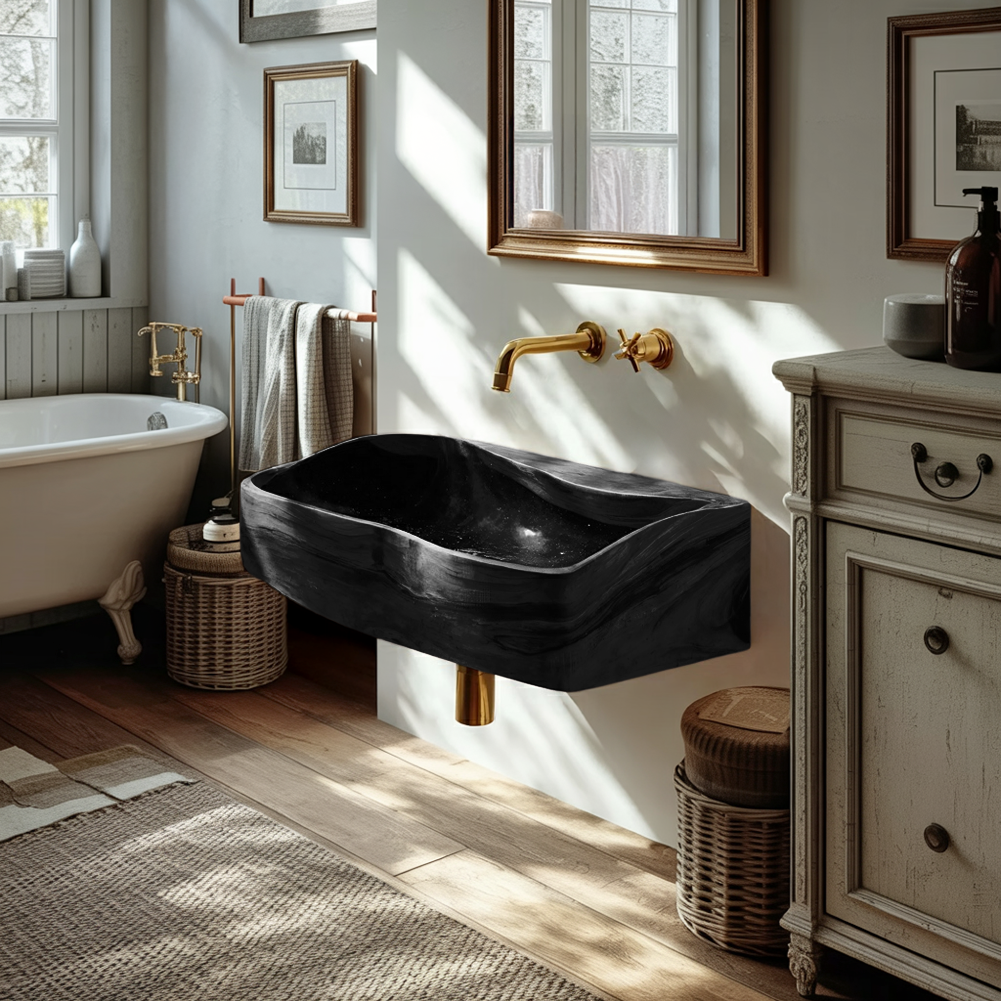 Handcrafted Wooden Vanity Sink For Bathroom Furniture Decor SILDTTNVS055