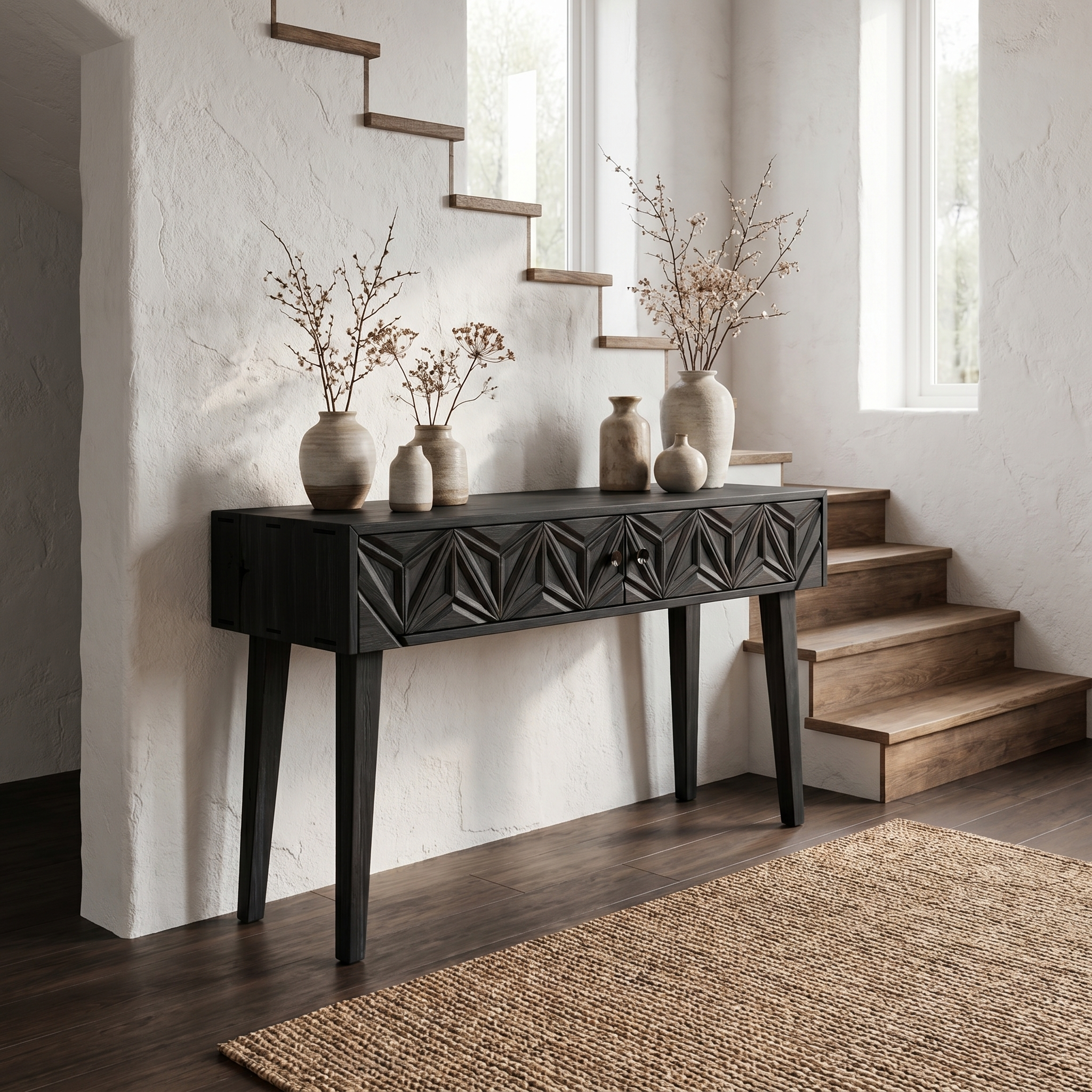 Rustic Carved Console Table Christmas Entryway Holiday Decor SINLSACS338