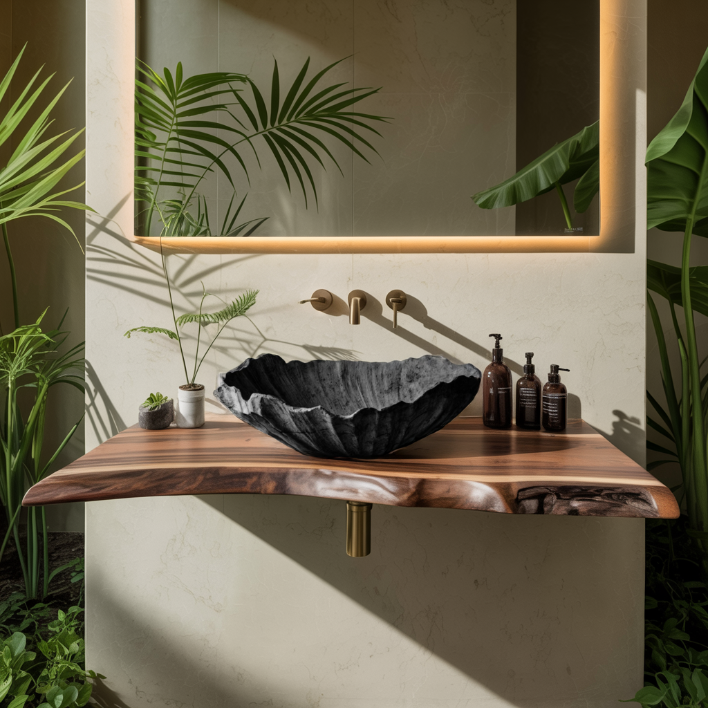 Wooden Vessel Sink Handcrafted Rustic For Furniture Decor SILDTTRVS017