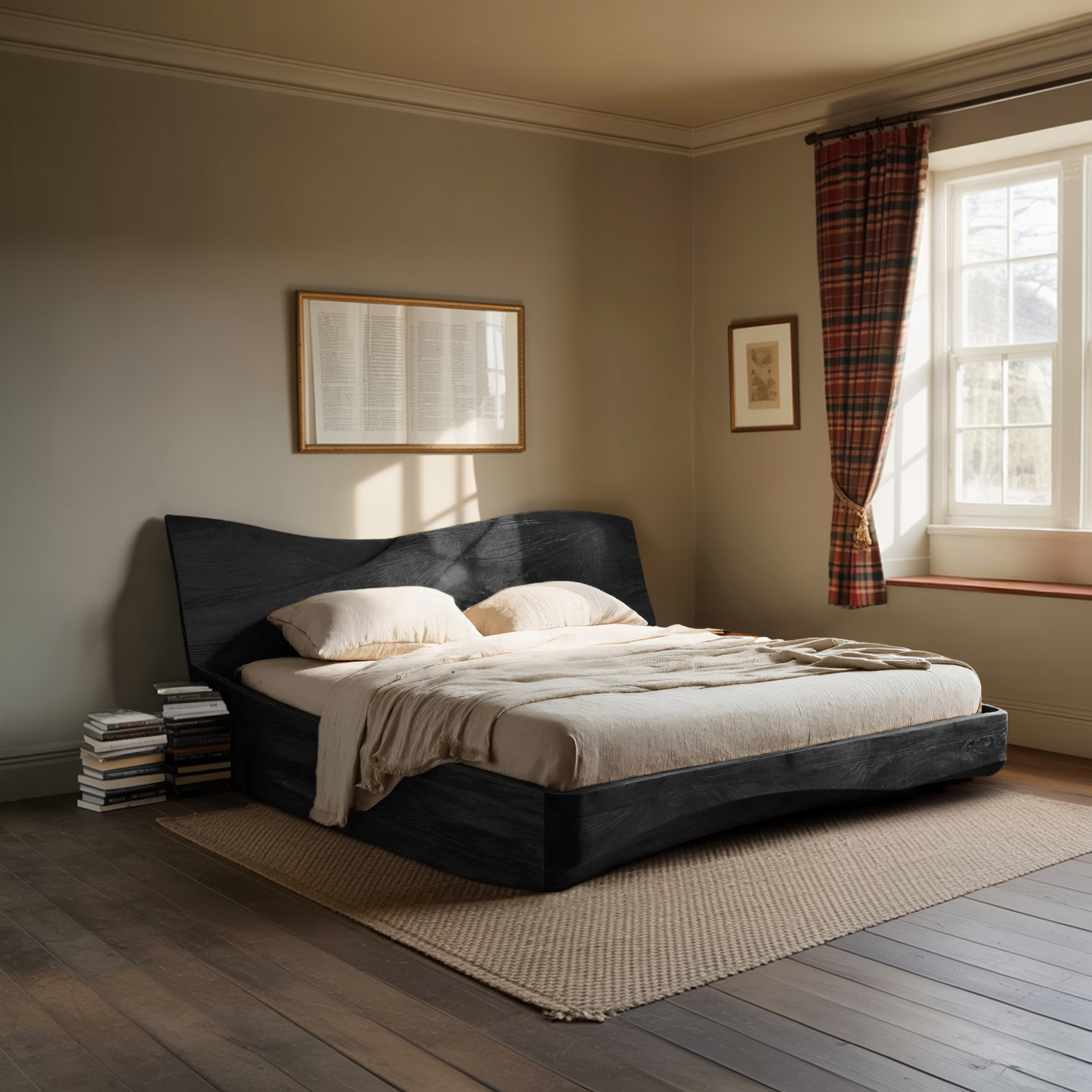 Organic Platform Bed And Headboard For Minimalist Bedroom Design RTTHHNWO003
