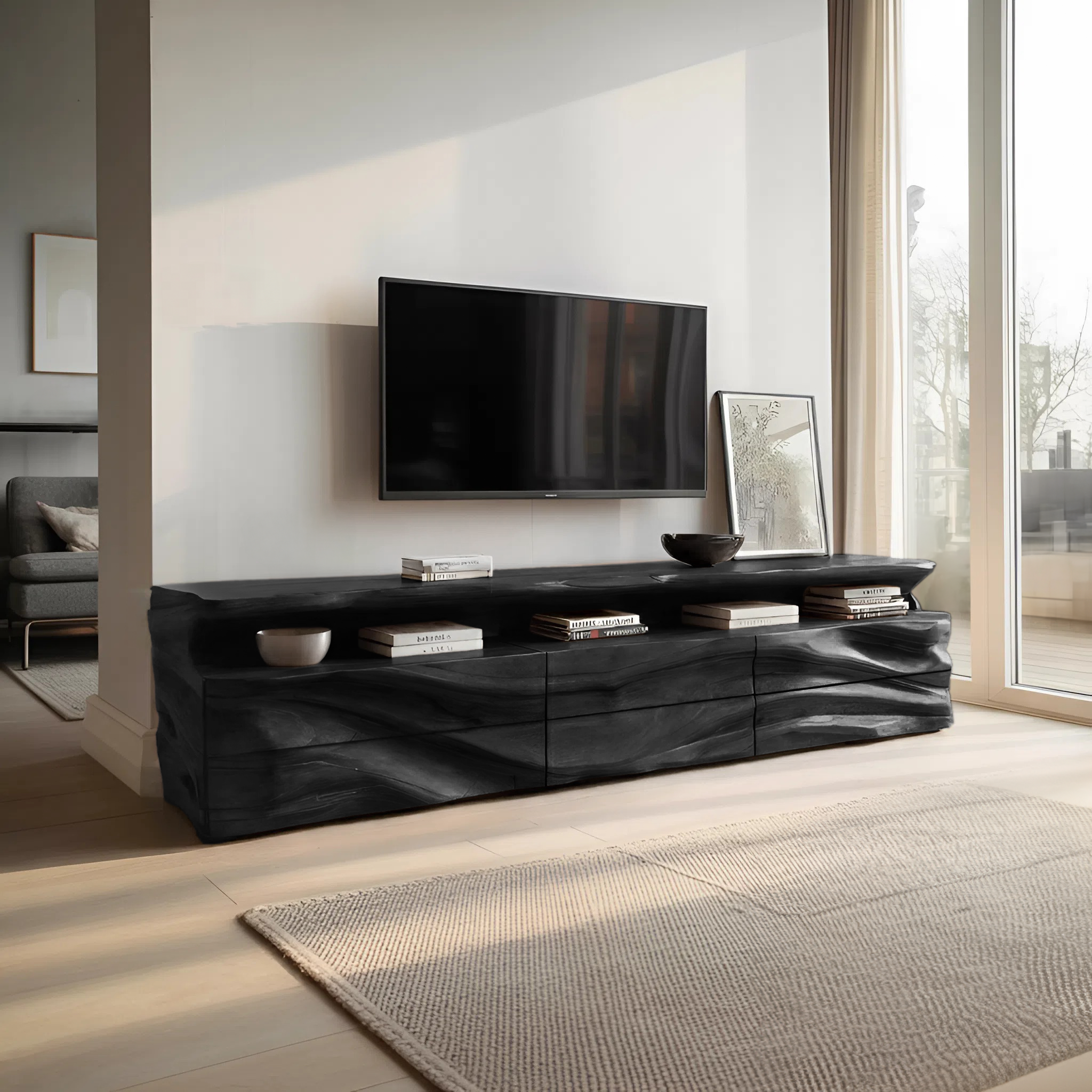 Modern TV Console With Shelf And Drawers For Living Room SITHHNTVC020