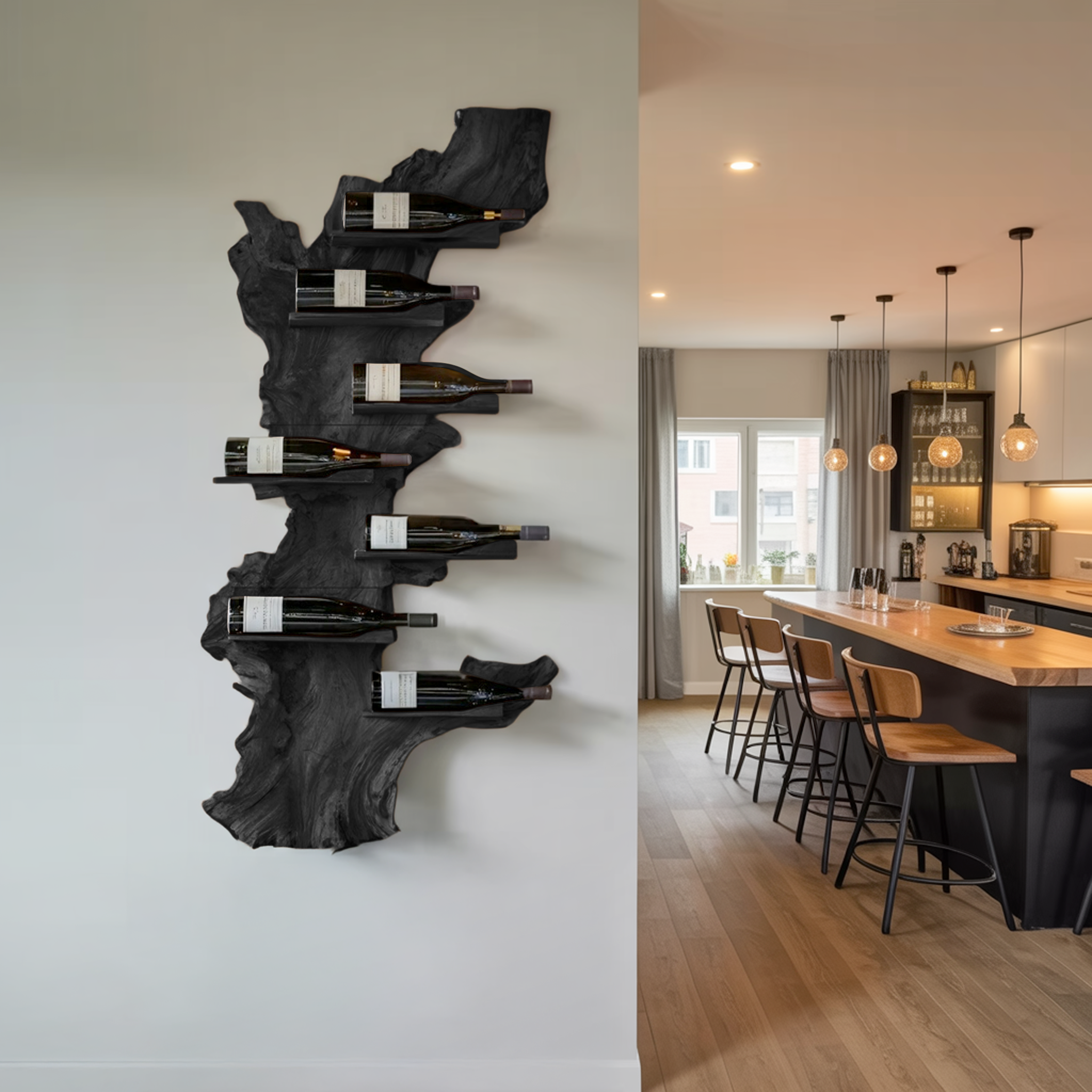 Modern Live Edge Wine Holder For Living Room Furniture Decor SILDTTRWH046