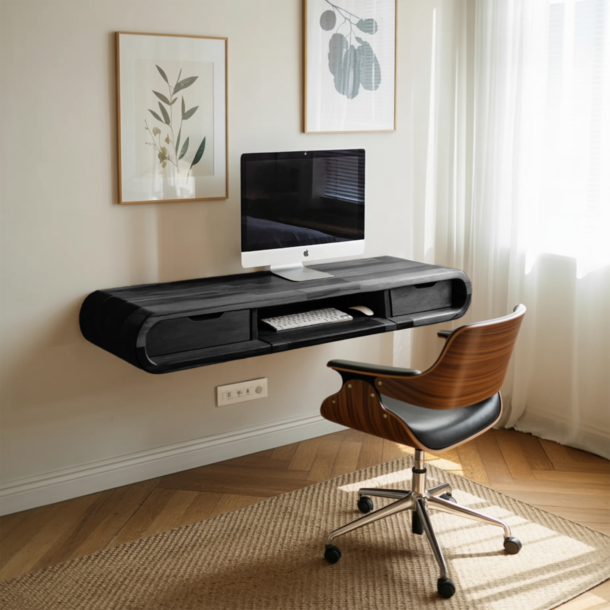 Modern Floating Wall Mounted Desk With Drawers For Bedroom And Office SITHHNFLD006