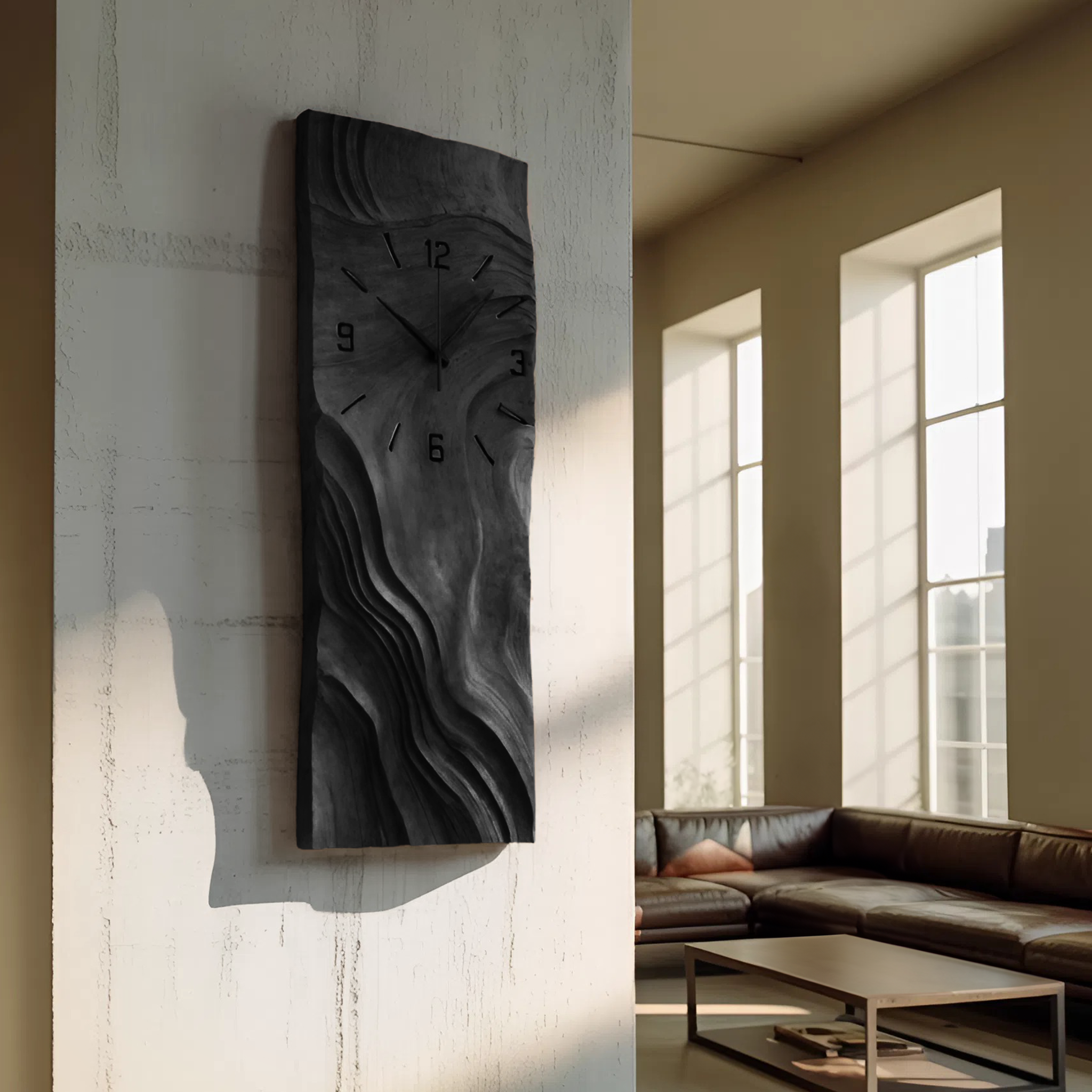 Organic Vertical Sculptural Wall Clock For Living Room SITHHNWAC006