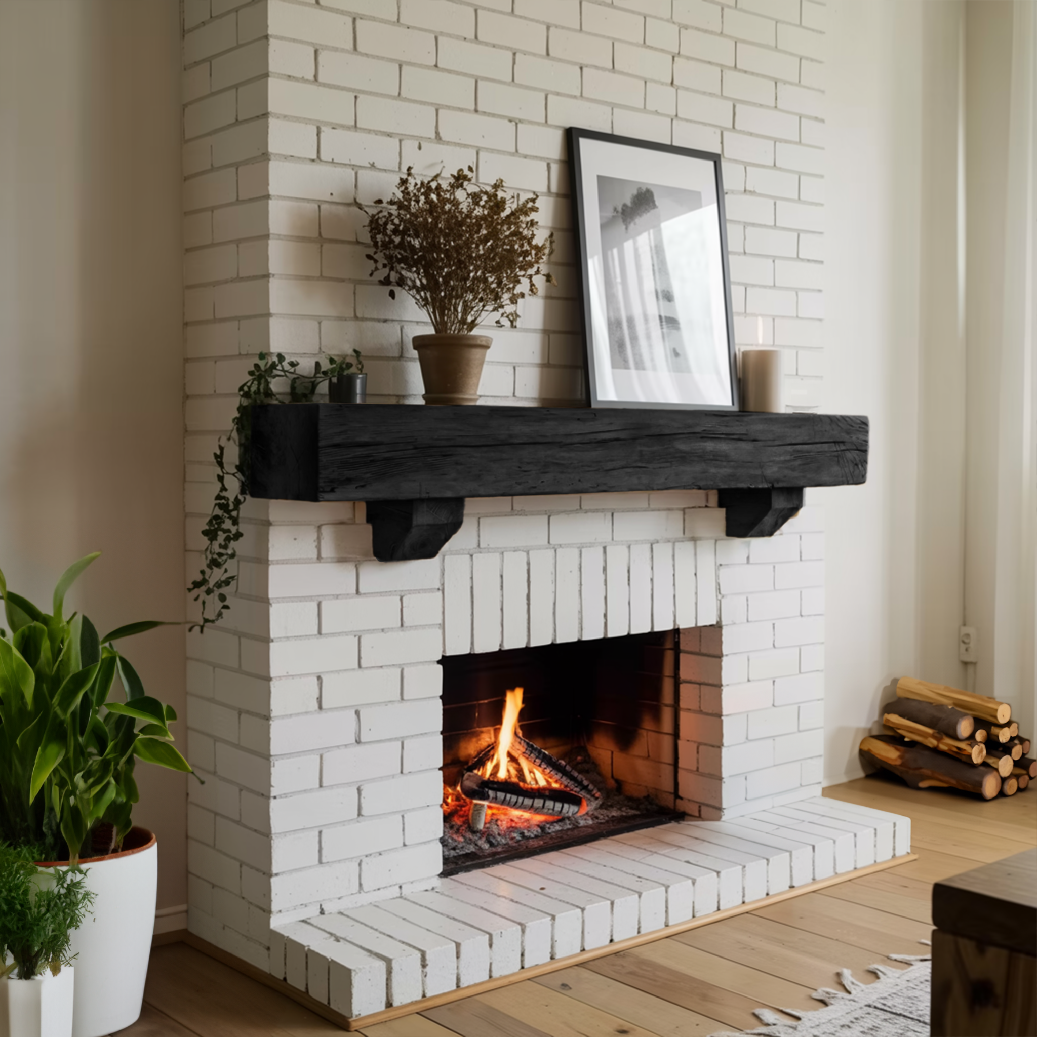 Rustic Fireplace Mantel Beam For Living Room SITHTTFS011