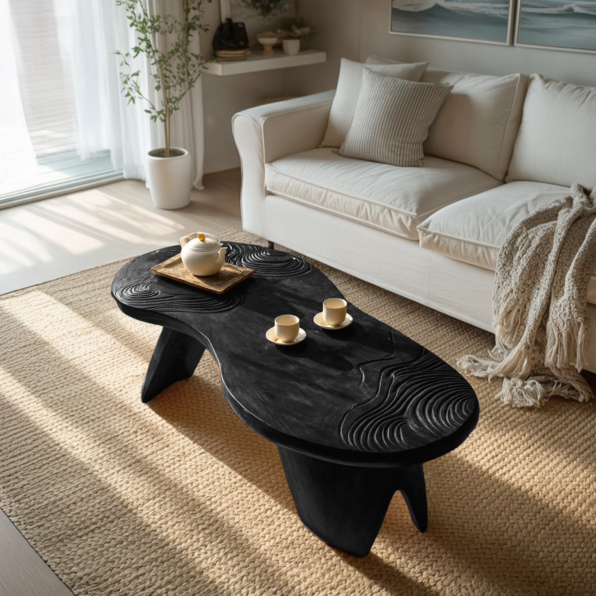 Farmhouse Irregular Abstract Coffee Table For Living Room SILDTTRCF081