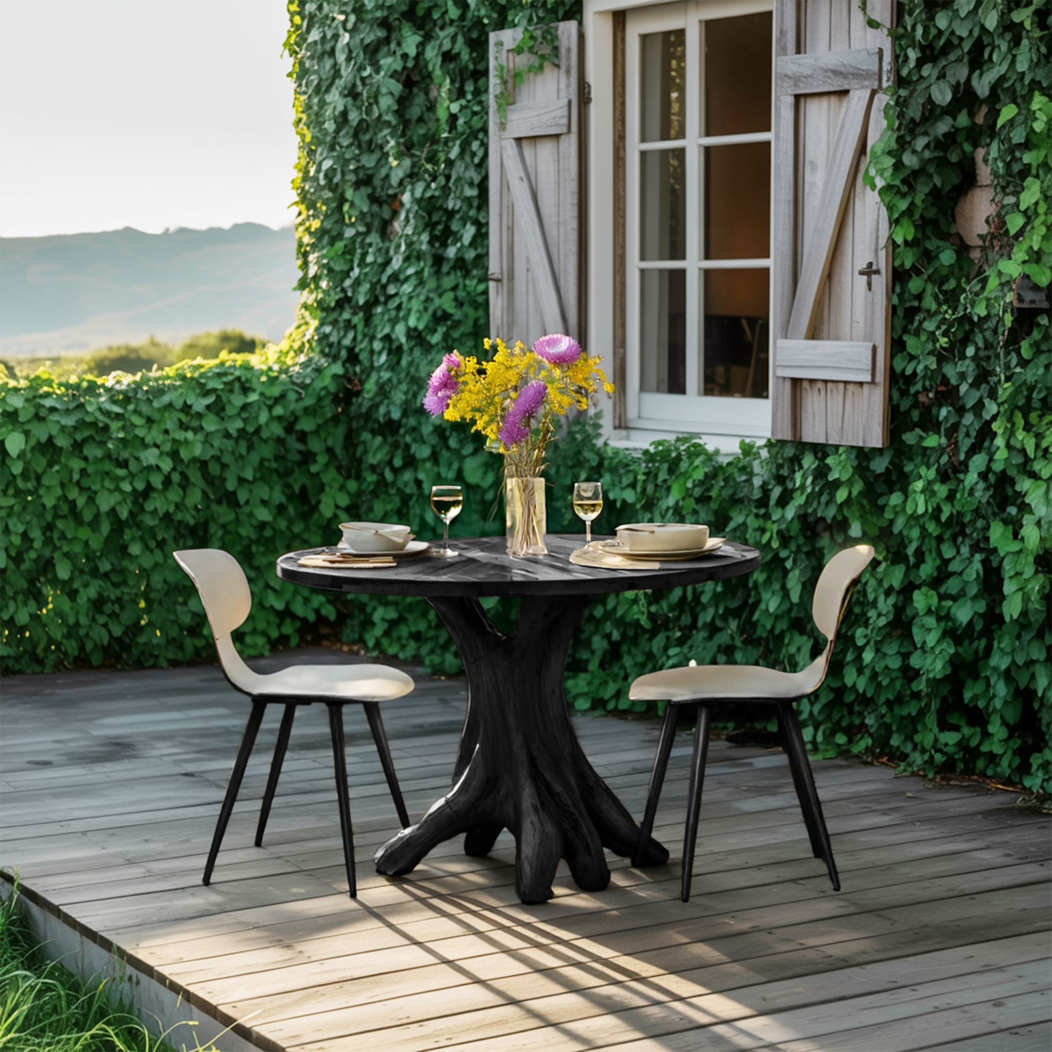 Mid Century Wooden Dining Table For A Warm Outdoor Space SILDTTNDN010