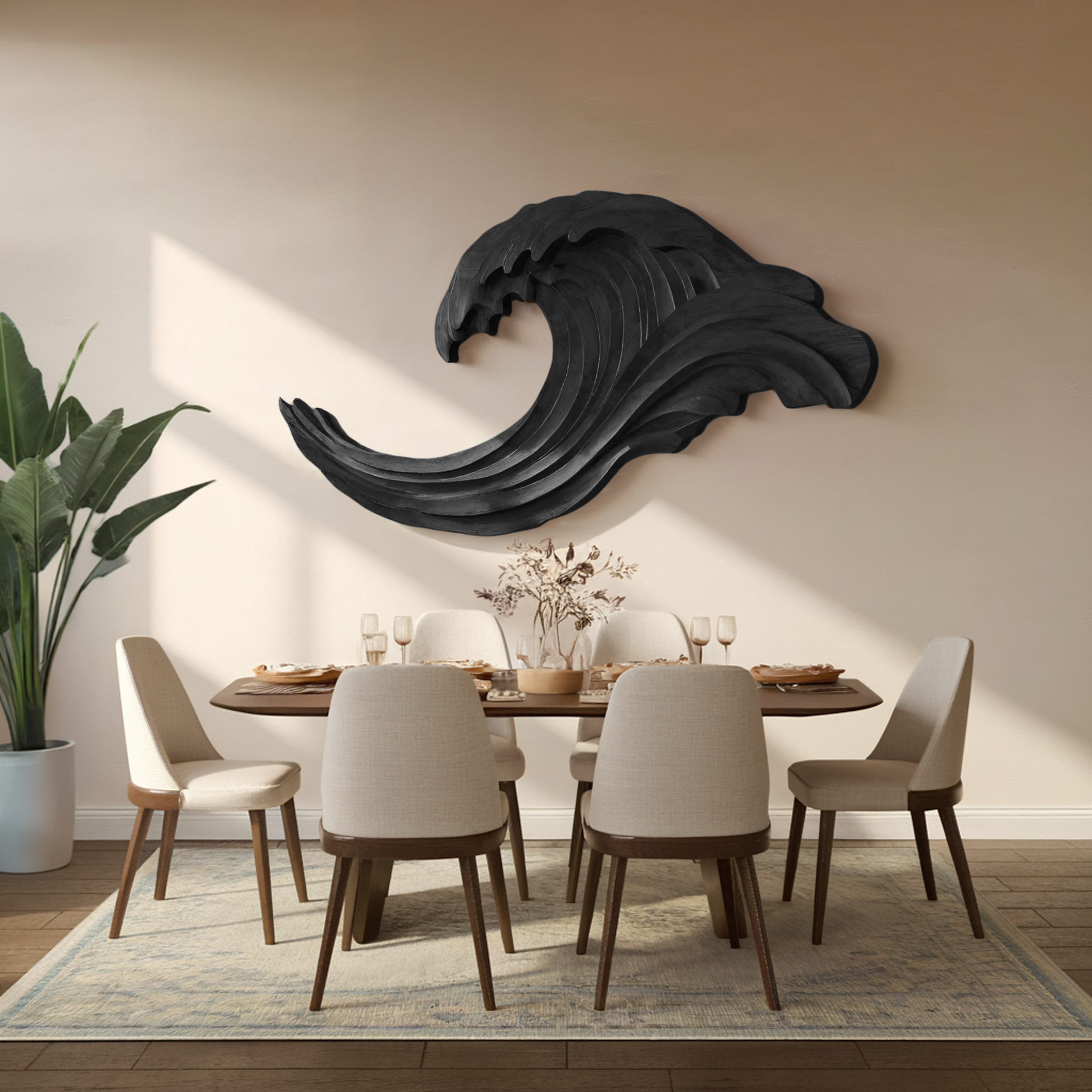 Abstract Ocean Wave Wall Sculpture For Living Room RTTHHNWA086