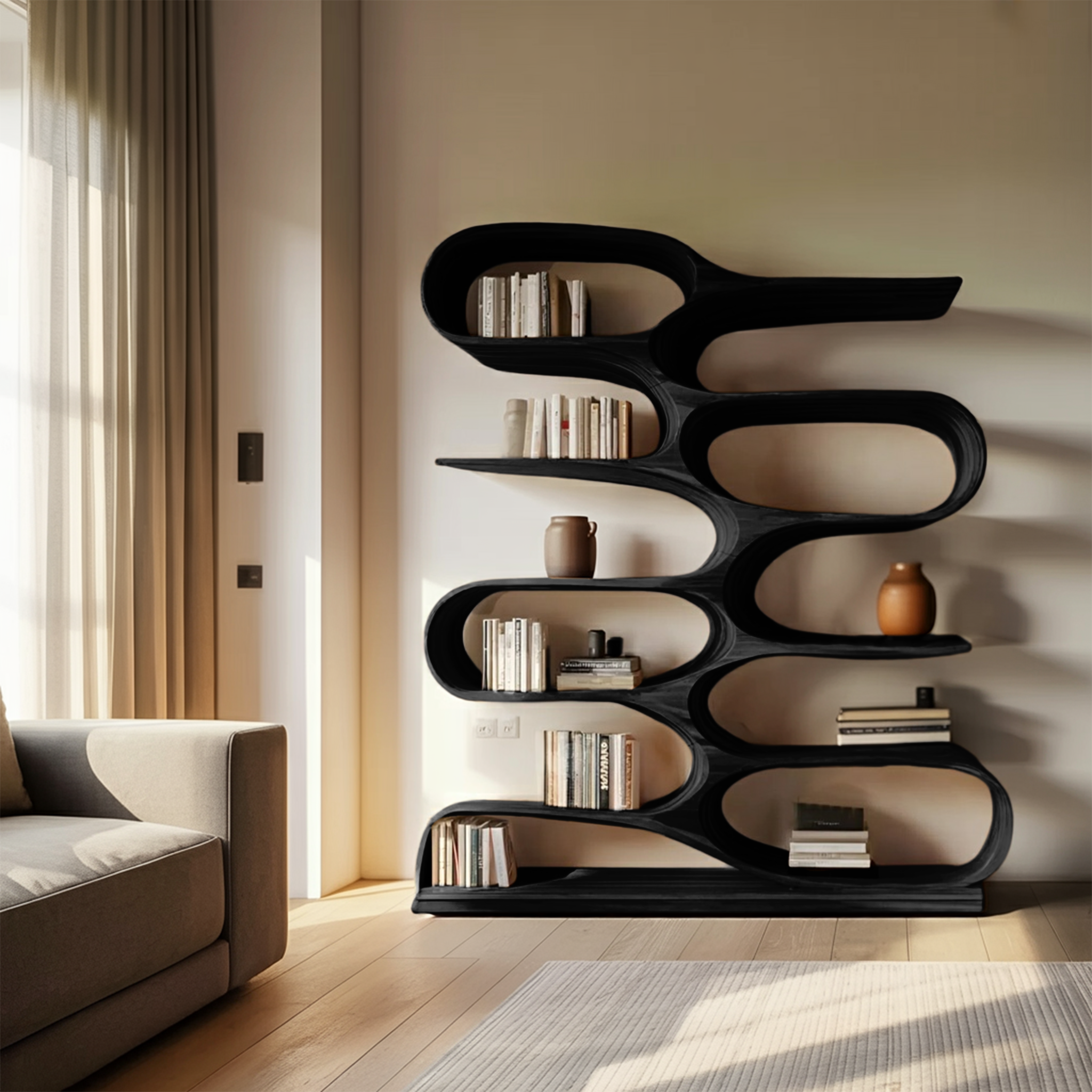 Organic Bookshelf For Living Room Or Home Decor SITHHNBS056