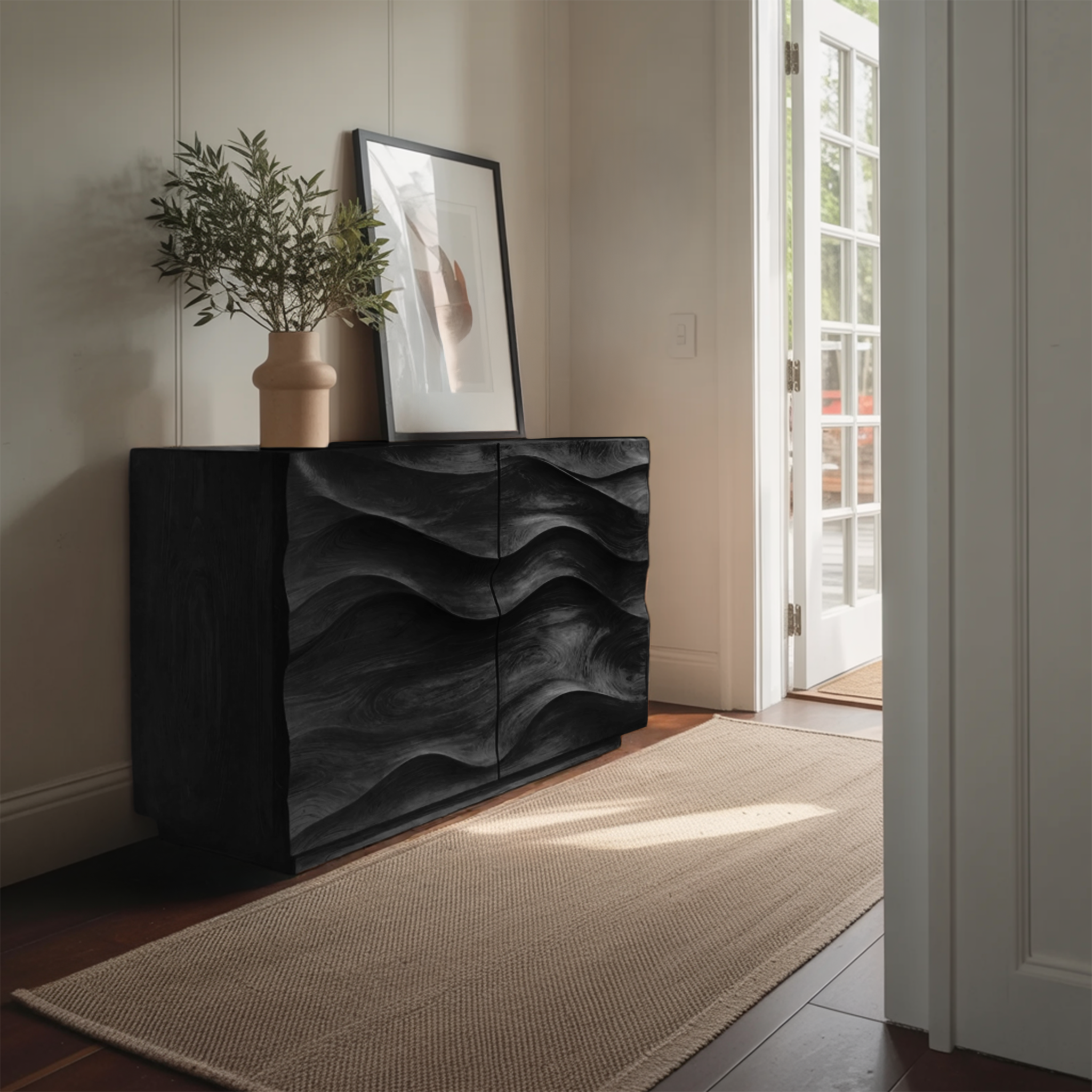 Contemporary Sideboard Sculptural Carved For Living Room RTTHHNSD009