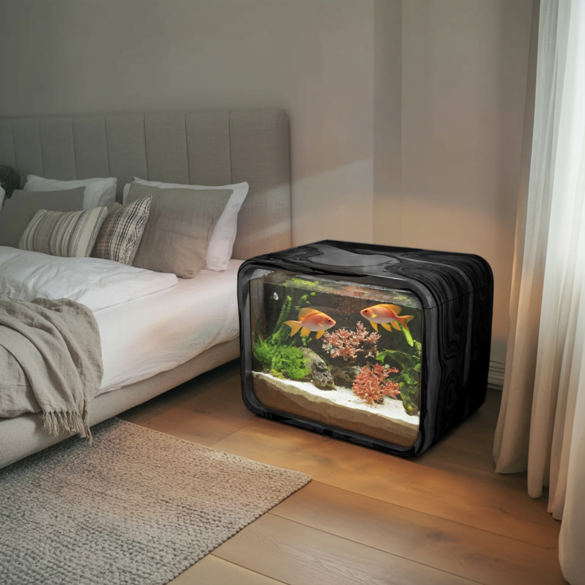 Modern Wooden Aquarium Frame For Bedroom And Living Room Display SITHTTTAM003