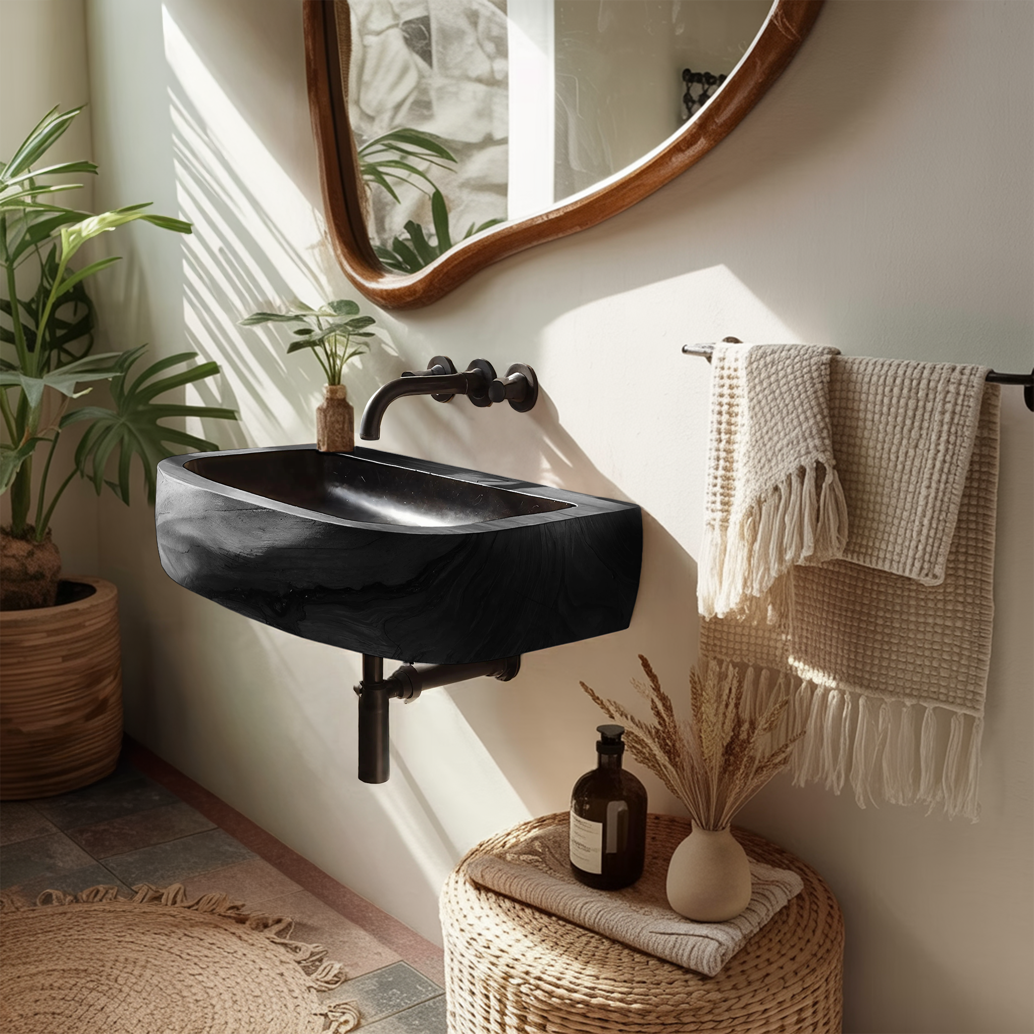 Mid Century Wall Mounted Wooden Bathroom Sink For Modern Bathroom Decor SILDTTNVS029