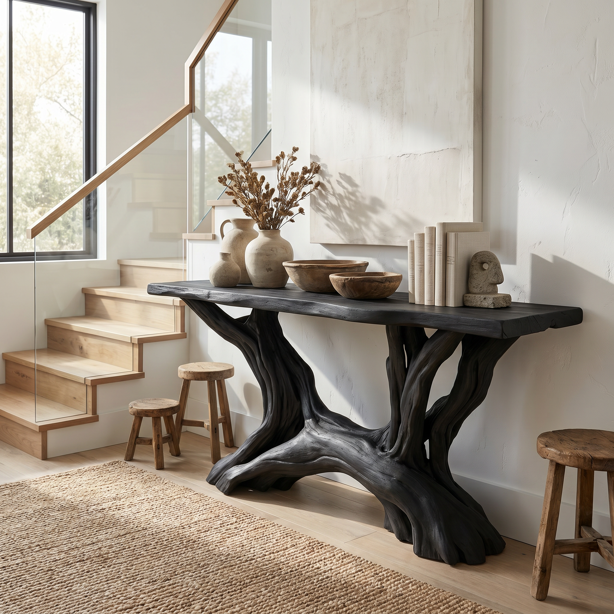Coastal Rustic Organic Console Table Living Room And Entryway SINLSACS423
