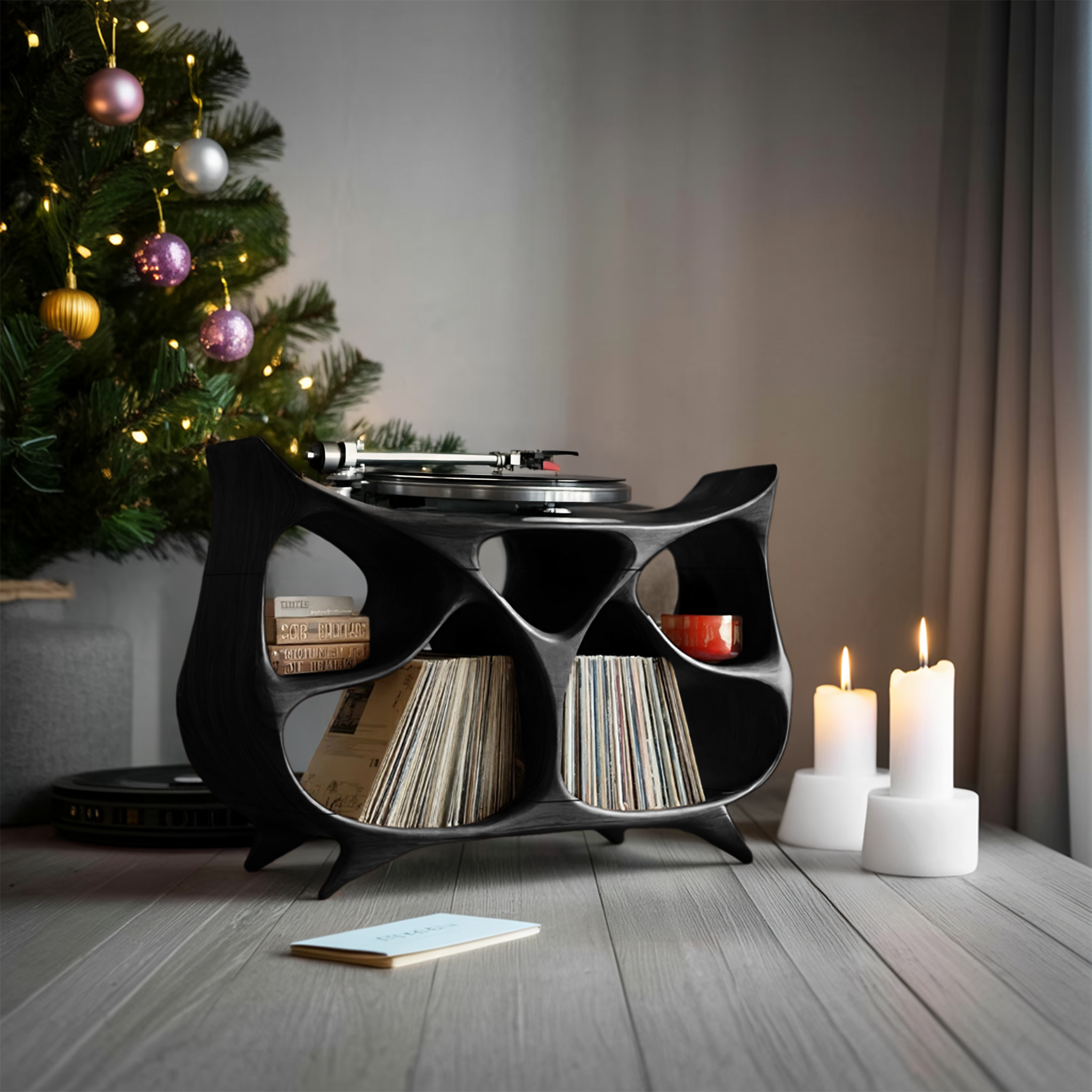 Farmhouse Record Stand For Warm Christmas Living Space SILDTTNCRS015