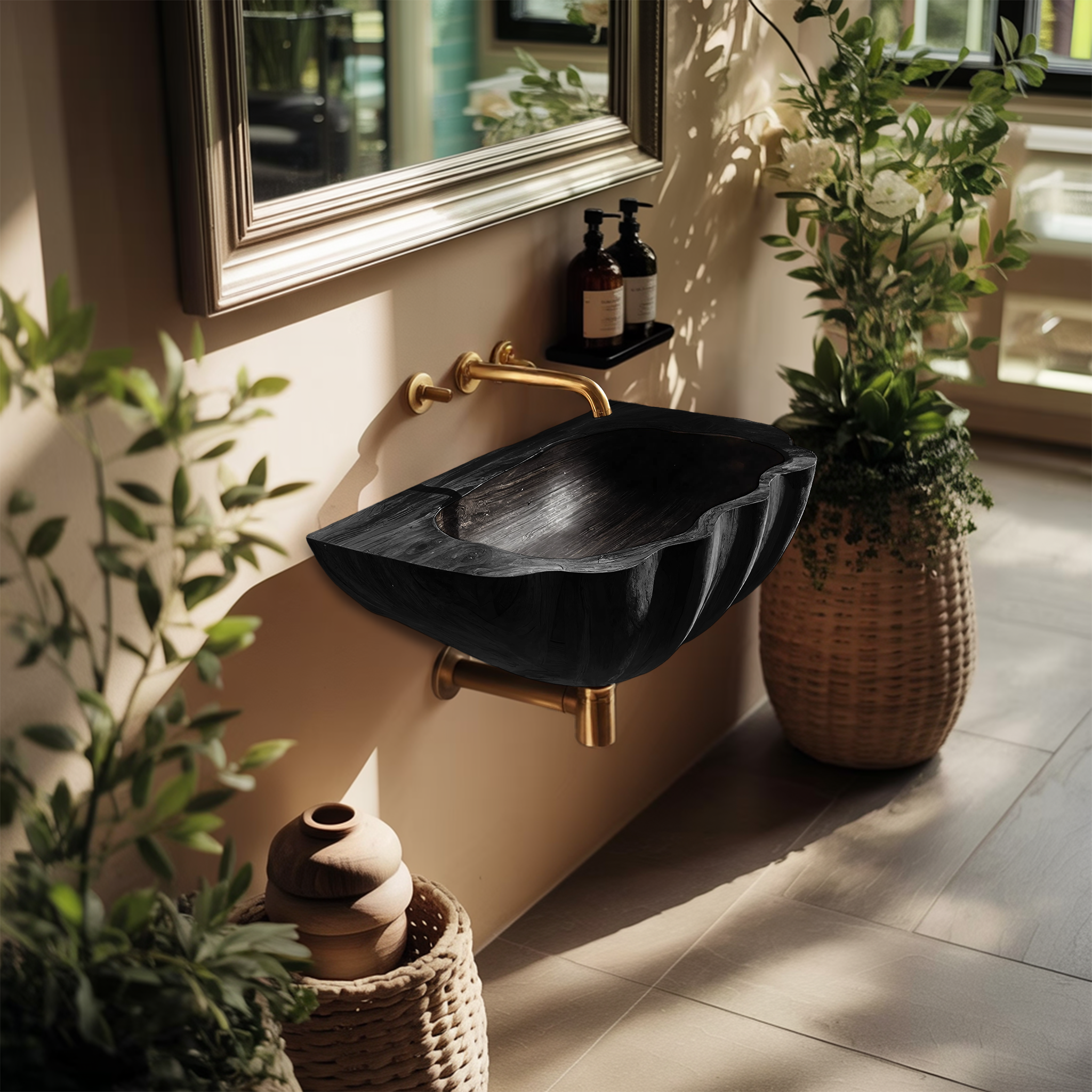 Modern Wall Mounted Wooden Bathroom Sink For Contemporary Bathroom Decor SILDTTNVS036