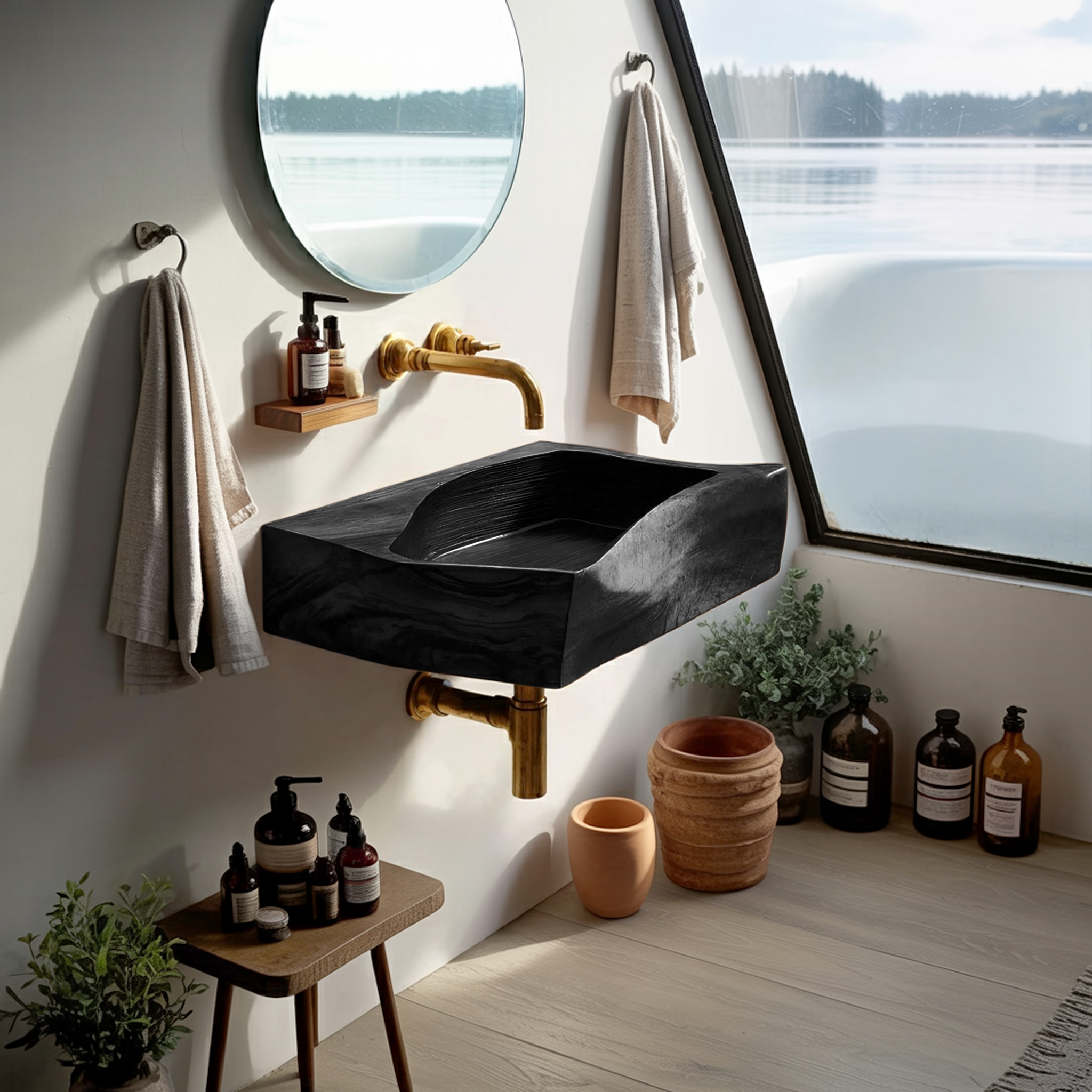 Farmhouse Wall Mounted Wooden Bathroom Sink For Warm Bathroom Decor SILDTTNVS062