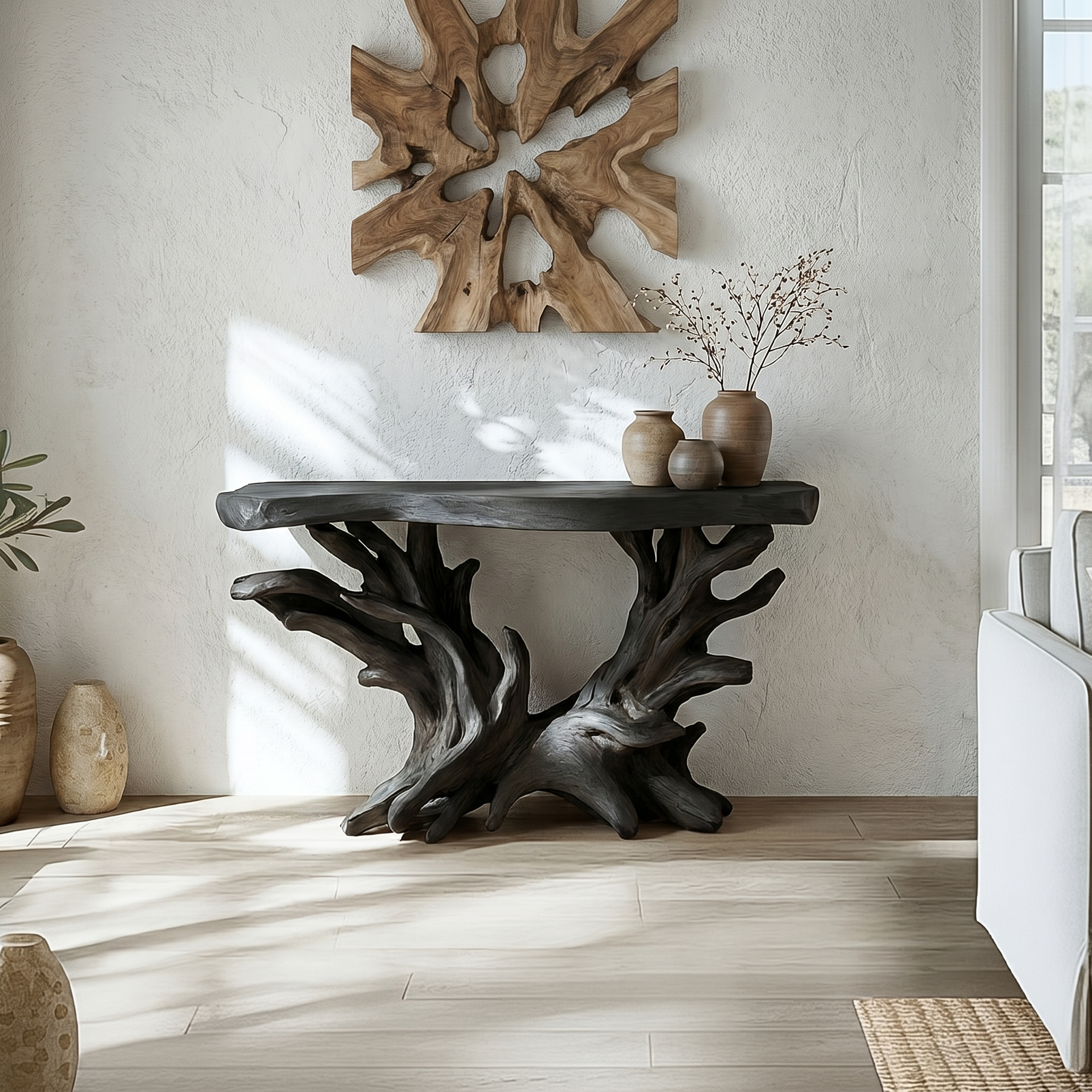 Coastal Rustic Organic Console Table Living Room And Bedroom SINLSACS428
