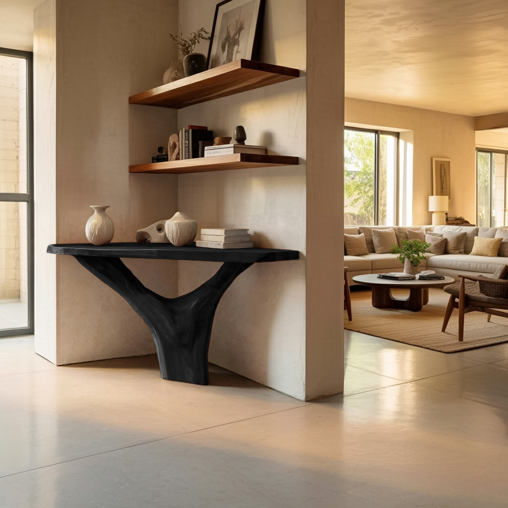 Modern Live Edge Console Table Solid Wood Artistic For Living Room SILDTTNCS099
