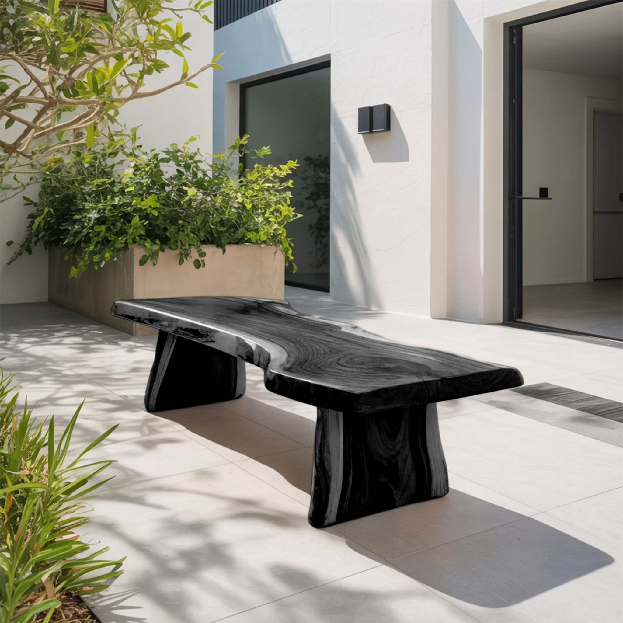 Minimalist Live Edge Outdoor Bench For Entryway Or Patio SITHTTCHR021