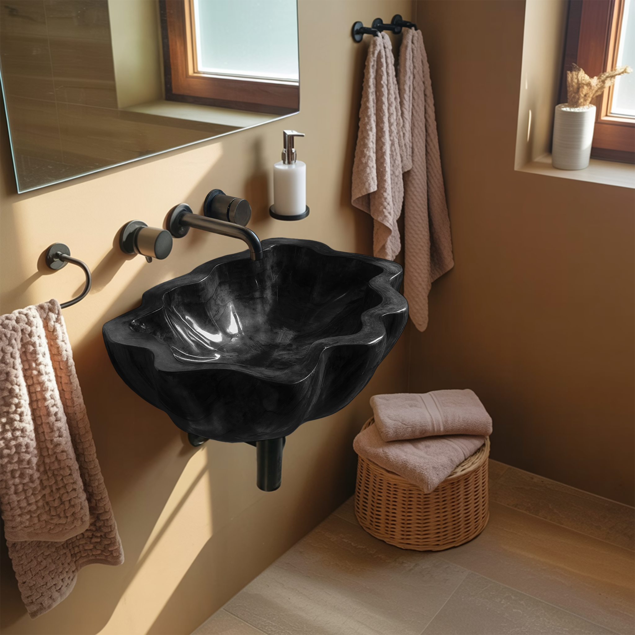 Handcrafted Solid Wood Wash Basin For Artistic Bathroom Interior Decor SILDTTRVS031