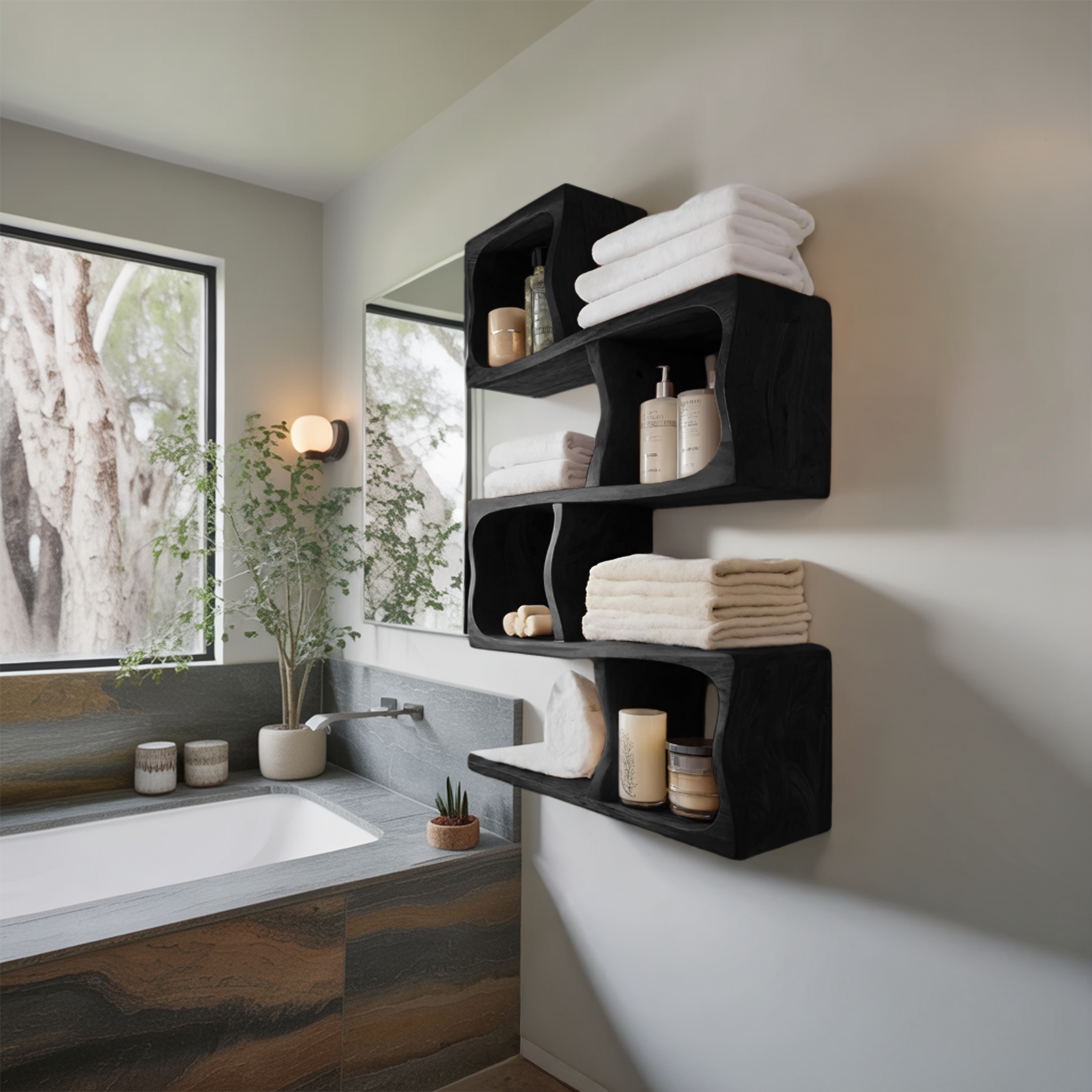 Organic Wall Shelf For Bathroom Wall Use RTTHHNBAS010