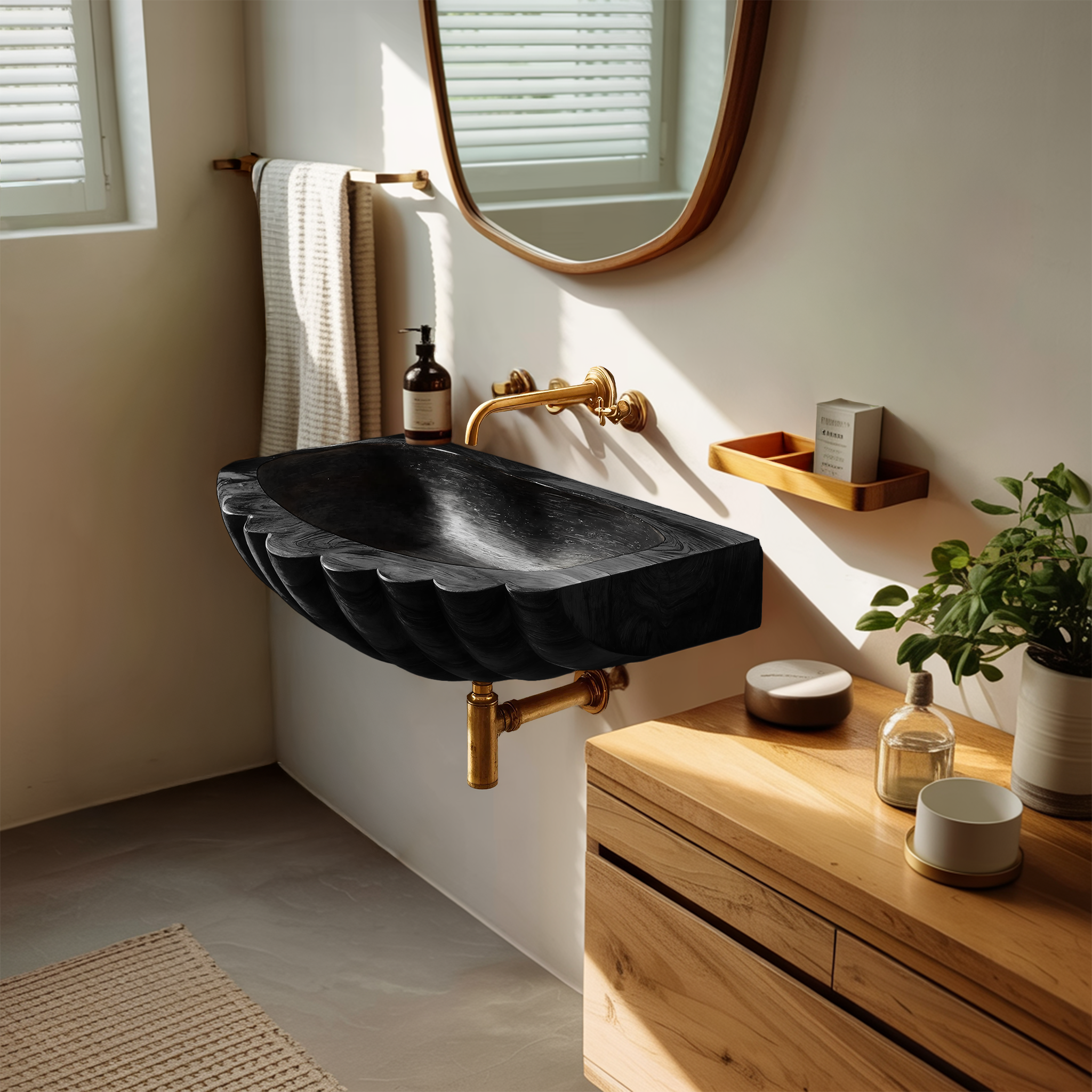 Farmhouse Wall Mounted Wooden Bathroom Sink For Rustic Bathroom Decor SILDTTNVS034