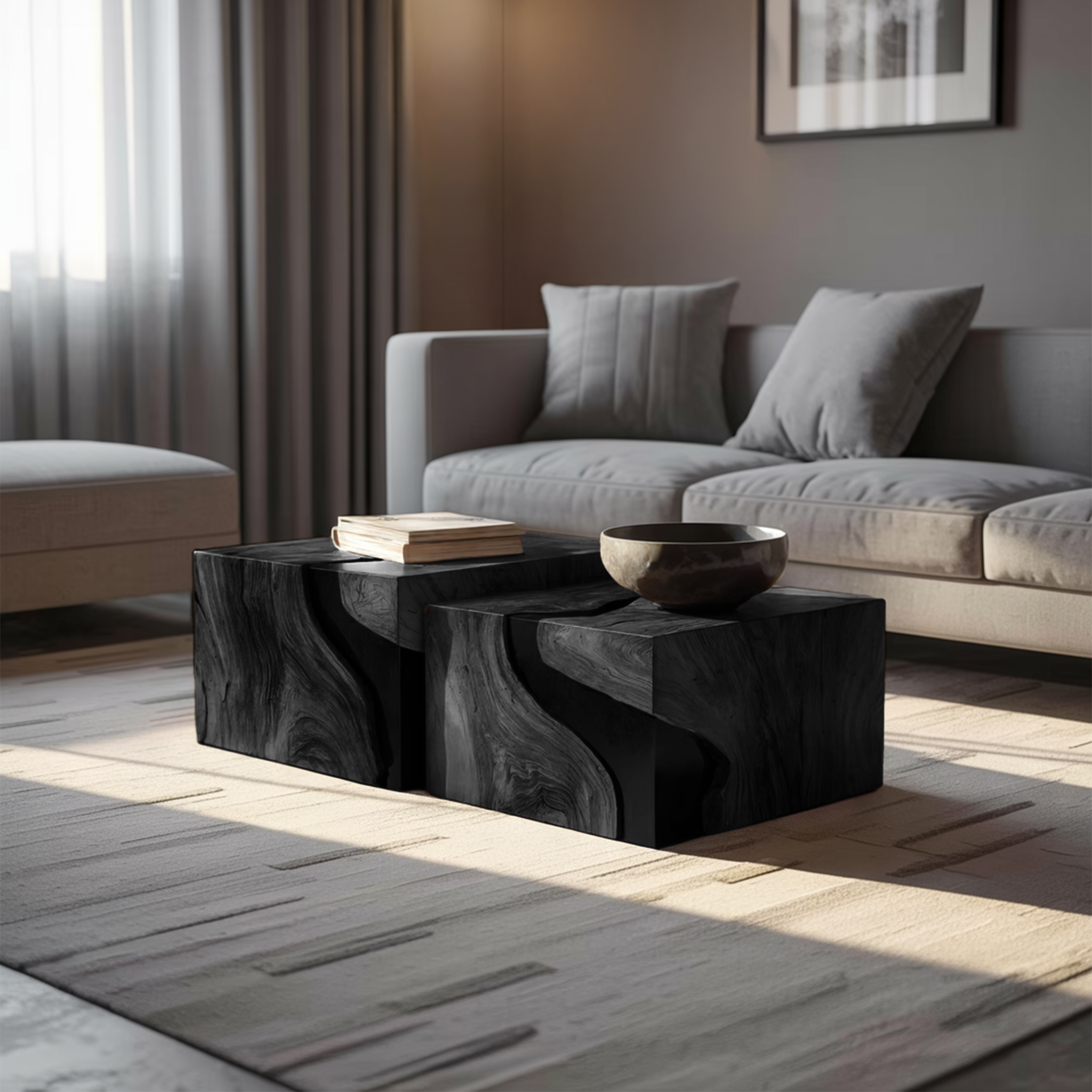 Farmhouse Solid Wood Cube Coffee Table For Cozy Rooms SILDTTNCF053