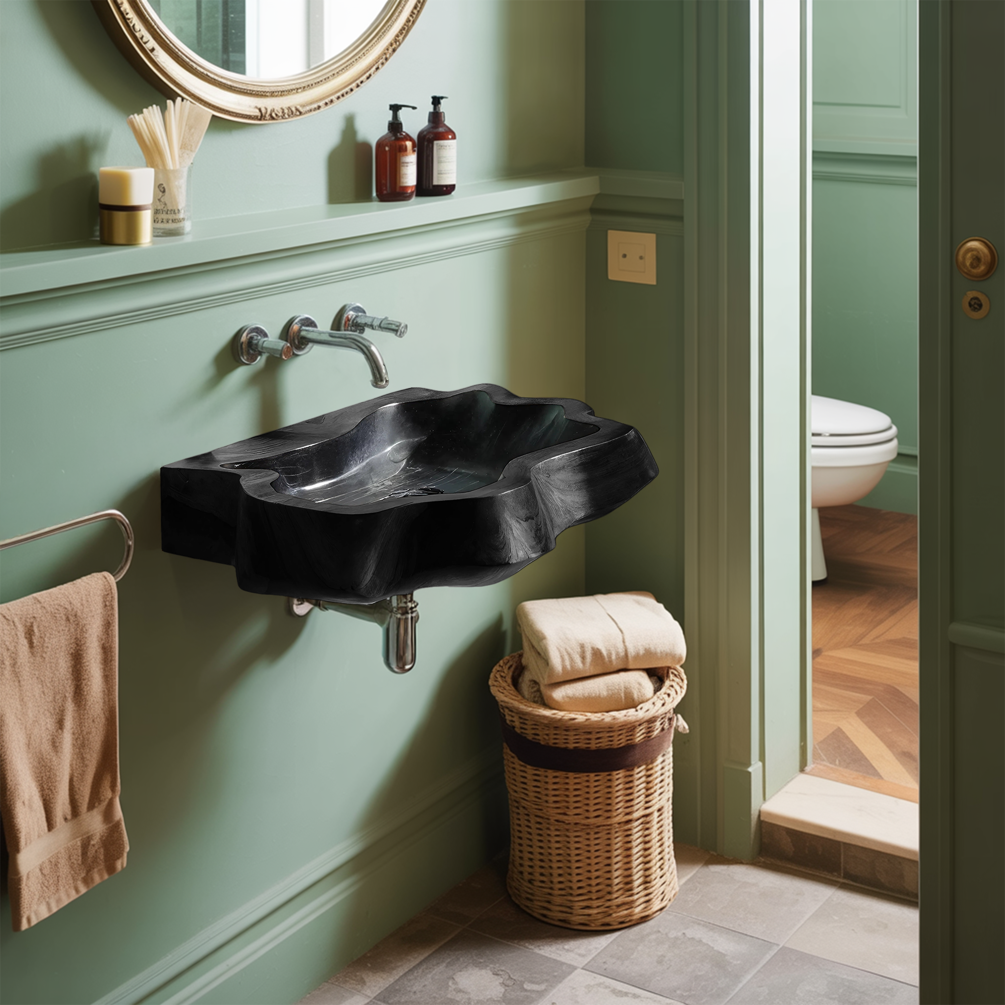 Farmhouse Wall Mounted Wooden Bathroom Sink For Classic Bathroom Design SILDTTNVS042