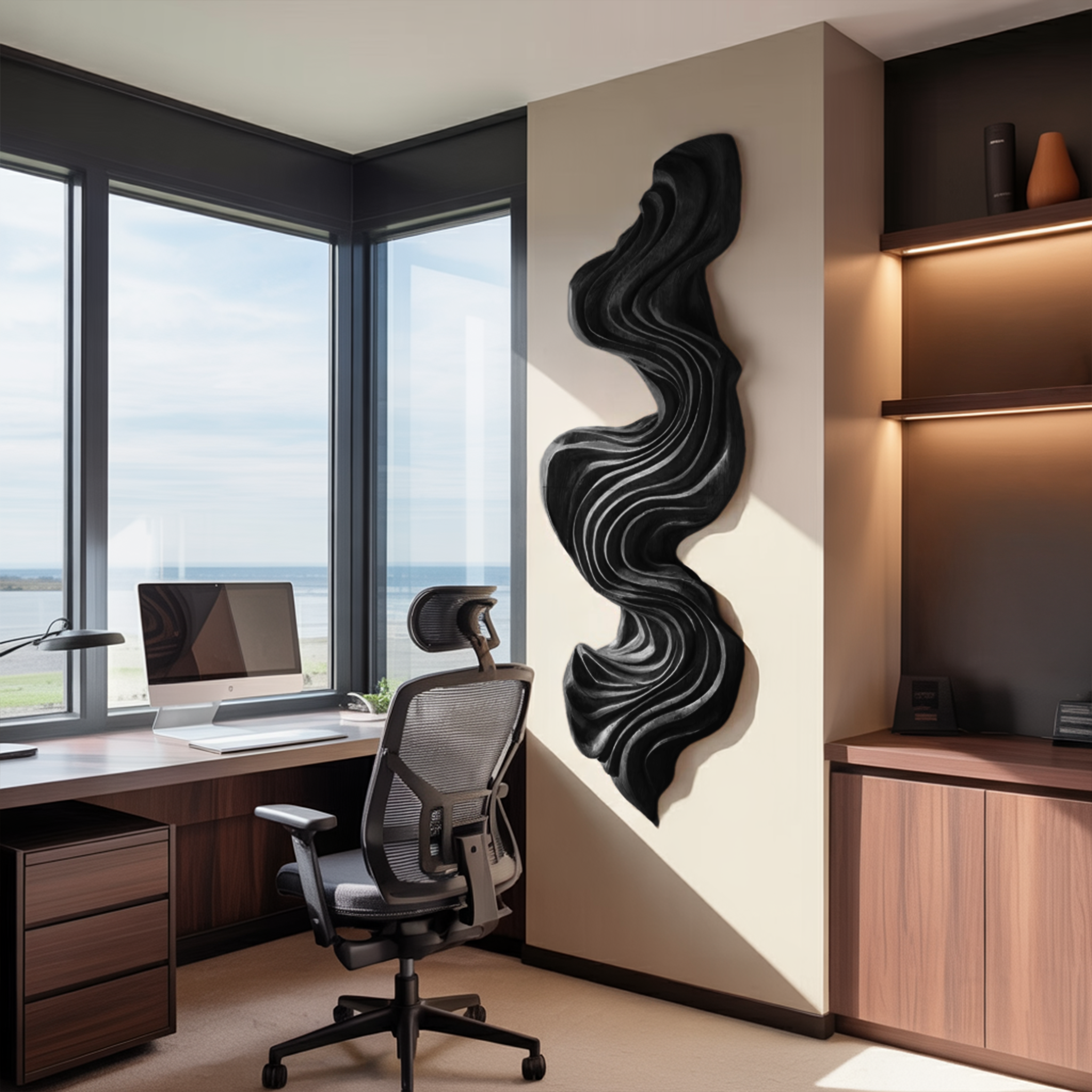 Artisan Vertical Wave Wall Sculpture For Home RTTHHNWA092