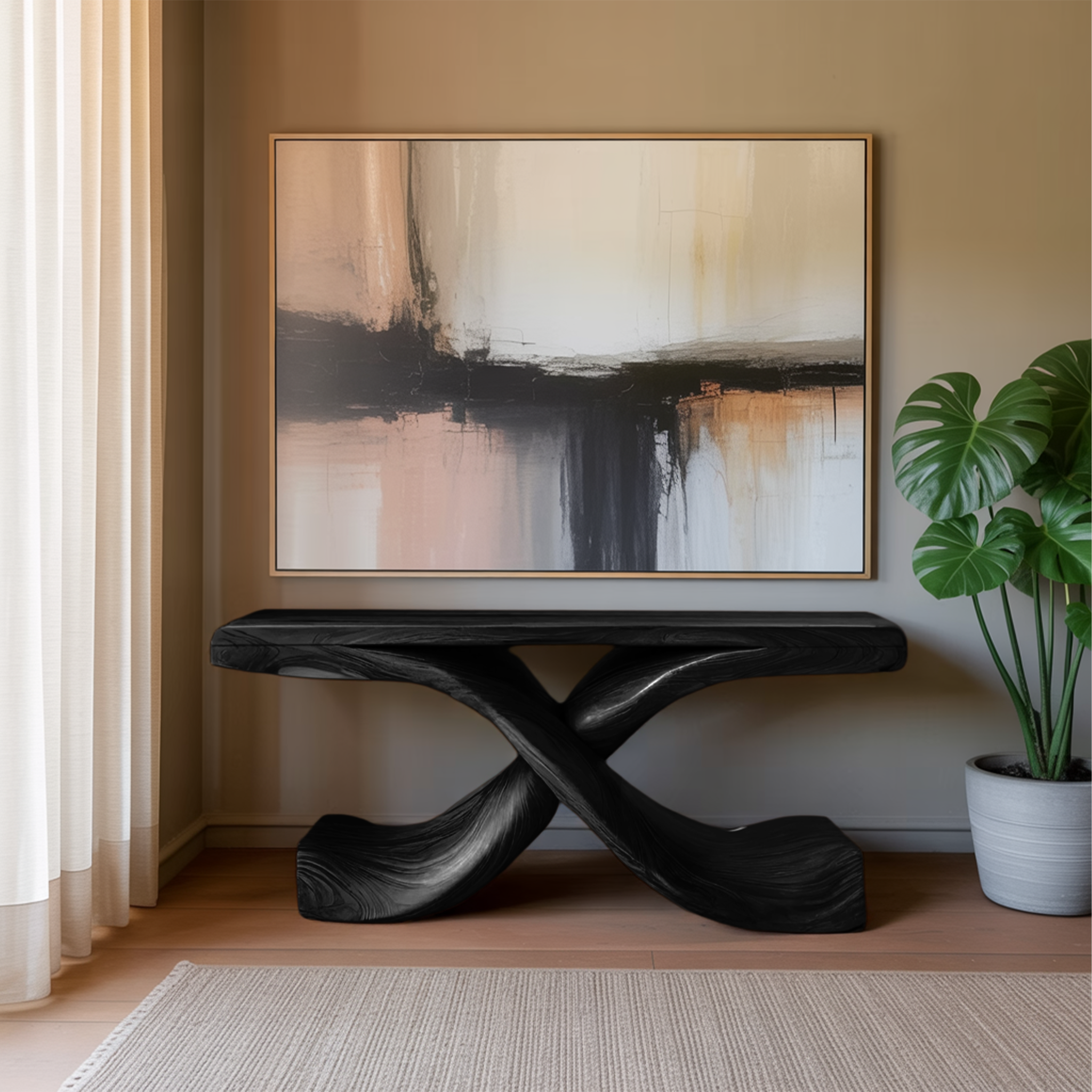 Modern Sculptural Console Table With Twisted Base For Living Room SITHTTCS003