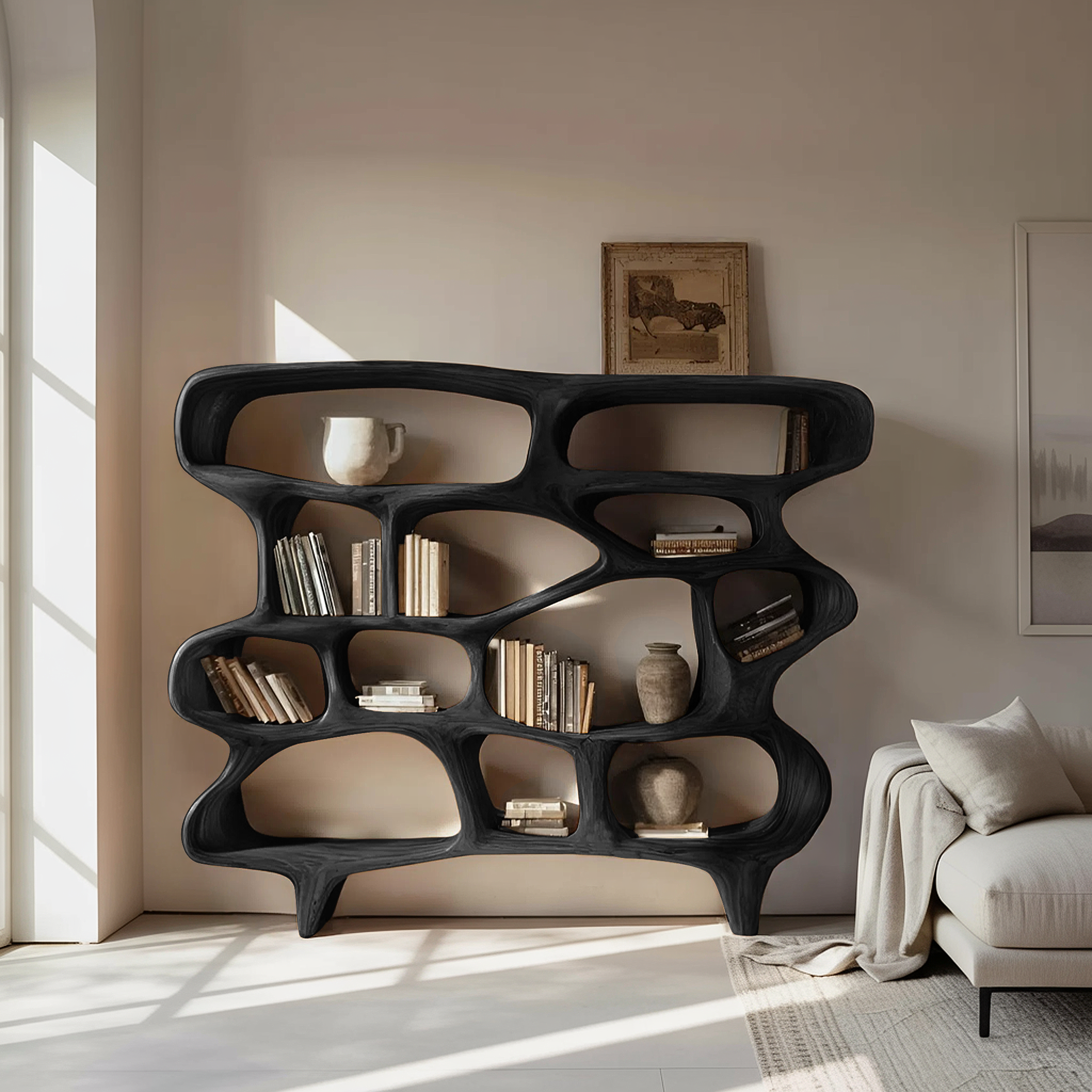 Organic Sculptural Bookshelf For Living Room Or Office Decor SITHHNBS065