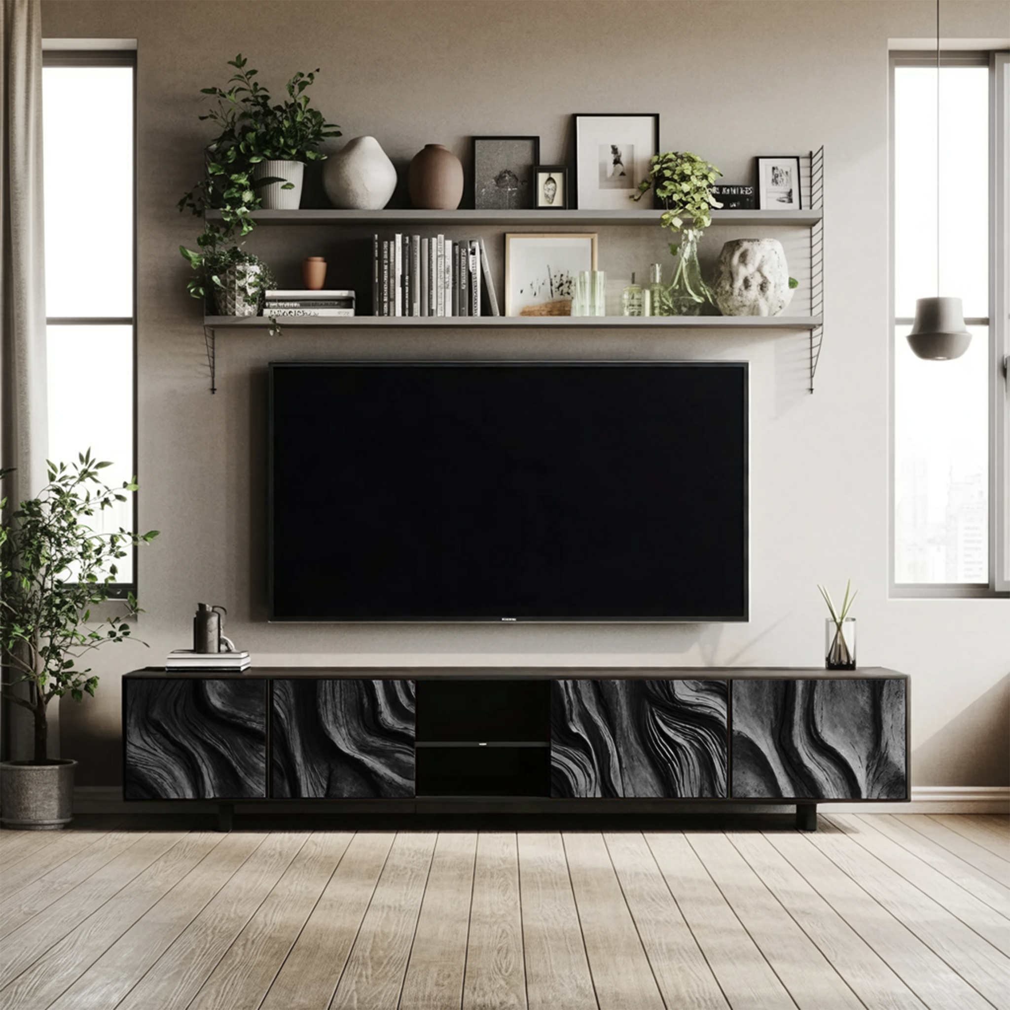 Farmhouse TV Console For Rustic Living Room SILDTTNTVC069