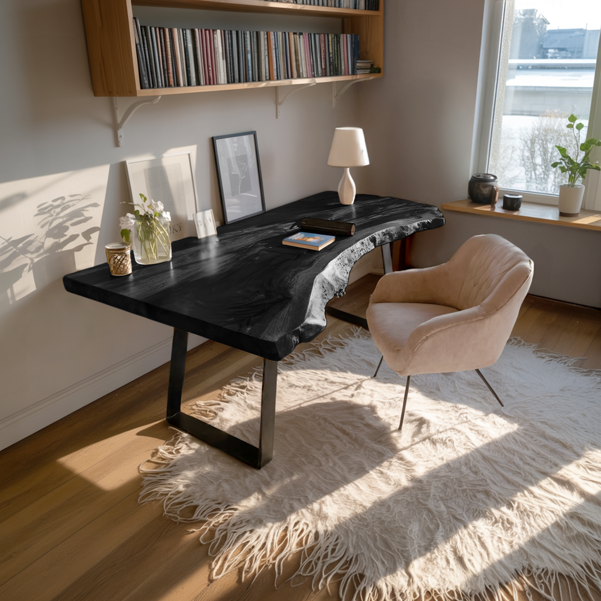 Mid Century Live Edge Wood Desk For Home Decor SILDTTNDE021