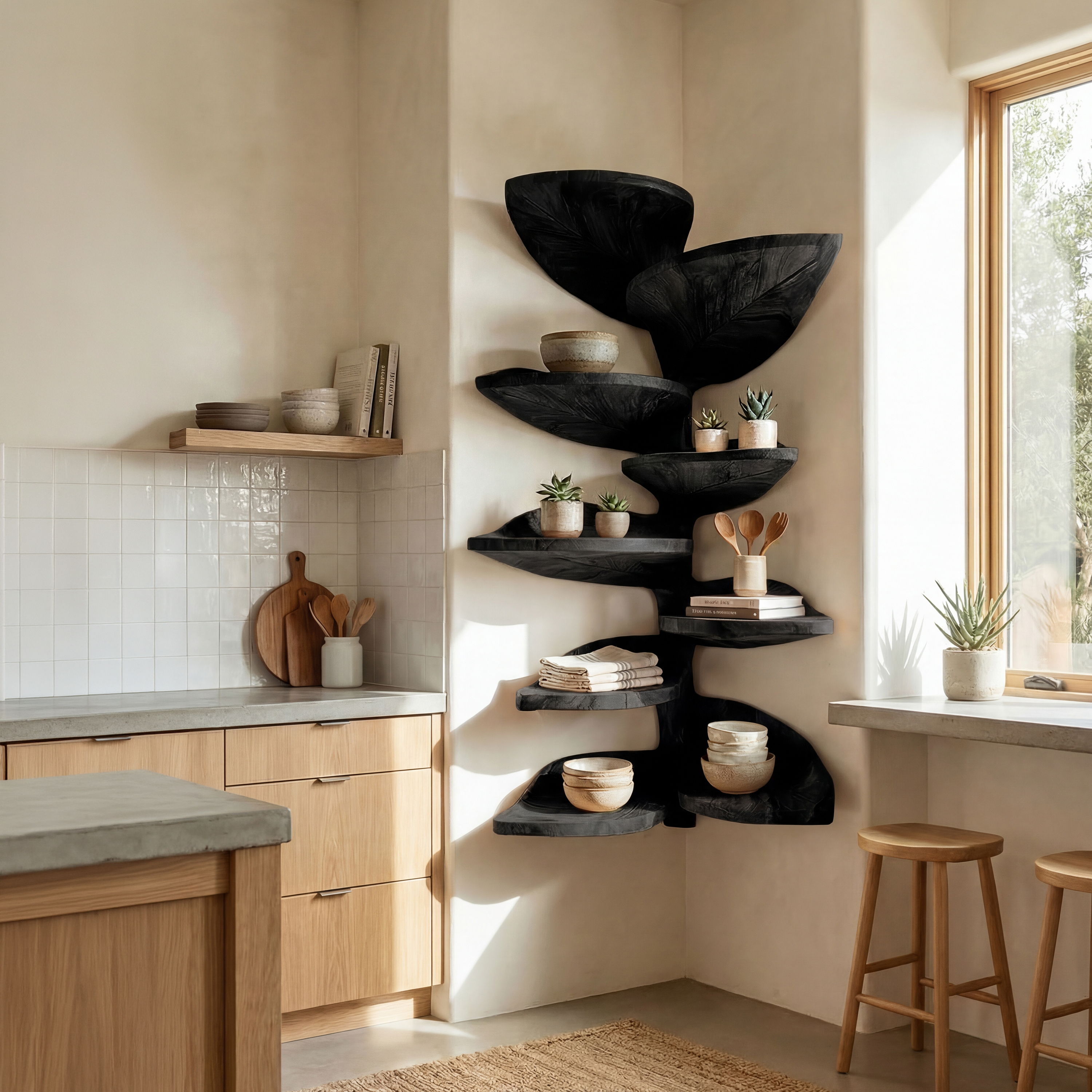 Modern Leaf Corner Shelf Entryway Wall Organizer Display SILDTTRCLS009