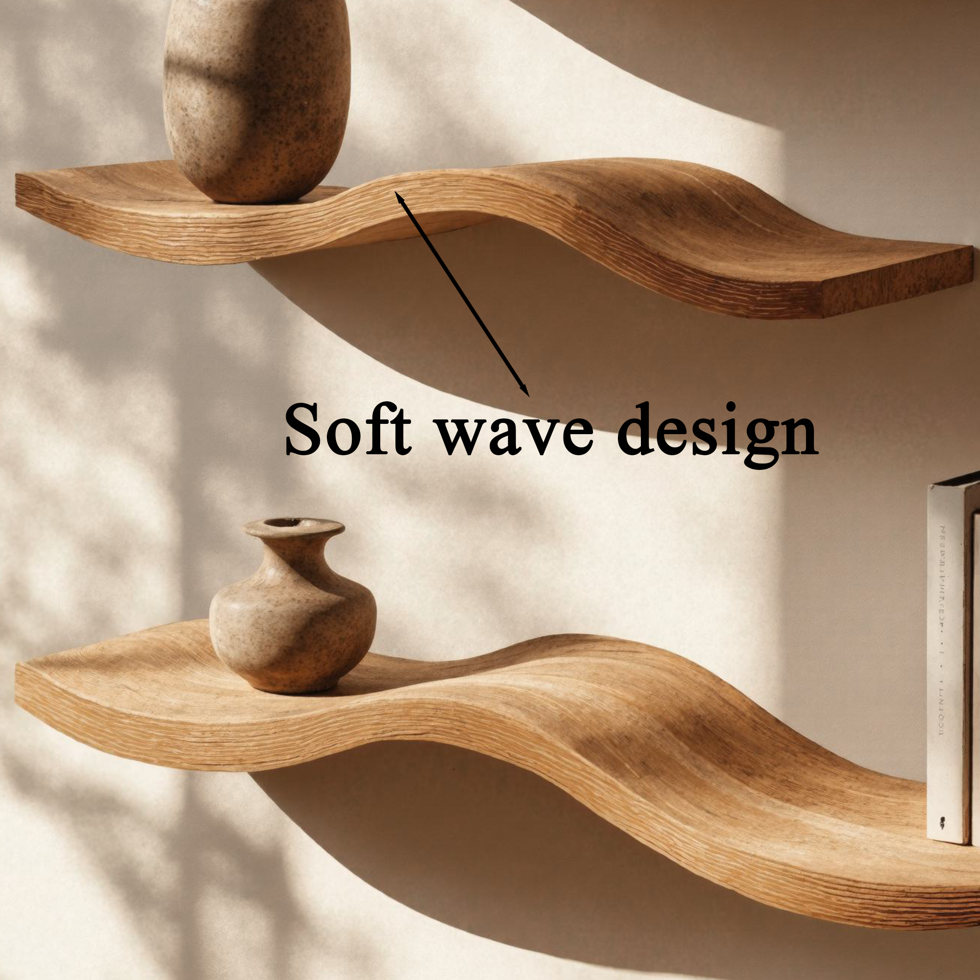 Wavy Wood Floating Shelves Living Room Farmhouse Live Edge Shelf SINLWV003