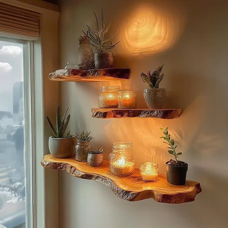 Floating Heavy Duty Live Edge Shelf SINLFL054