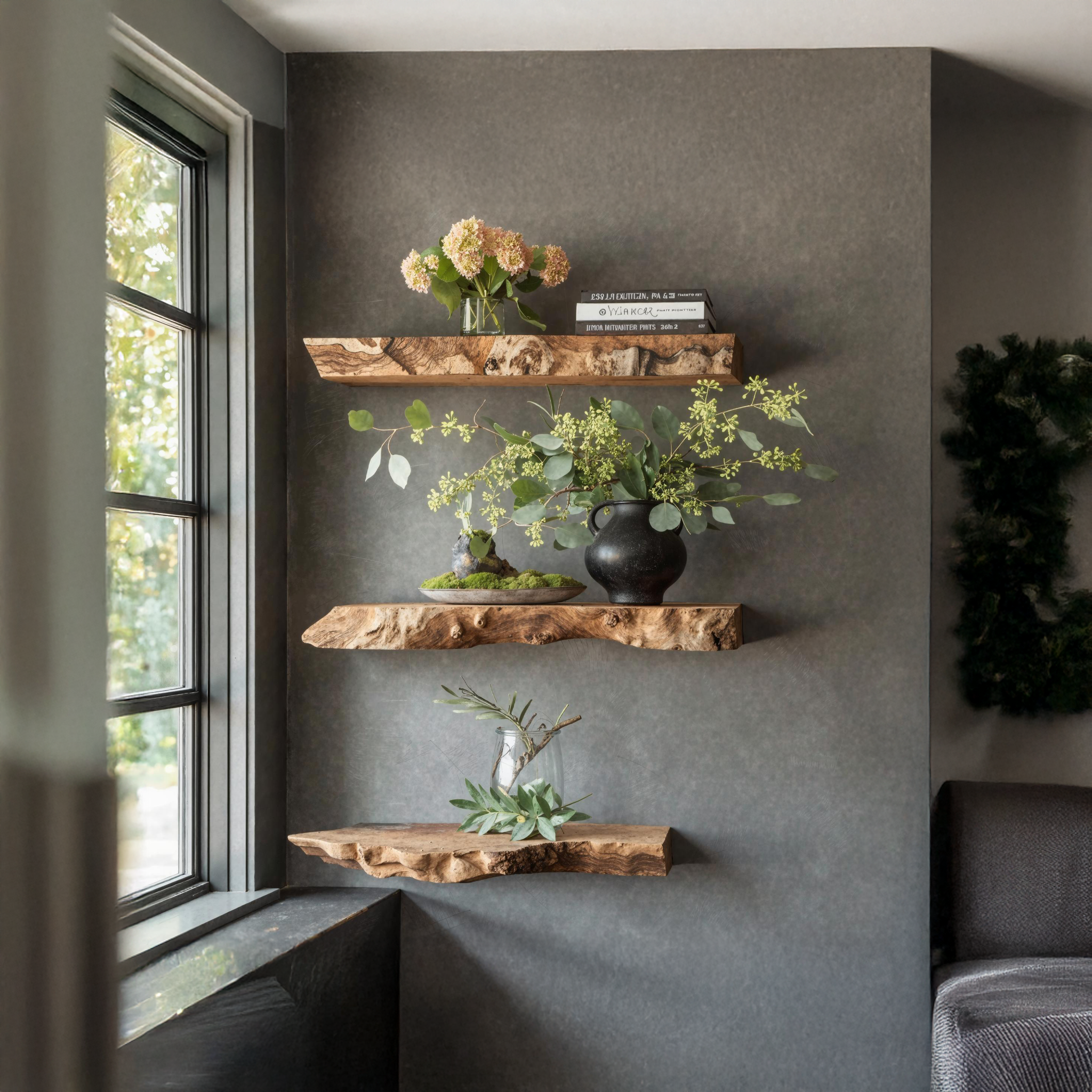 Mid Century Live Edge Floating Shelf For Living Room Decor SILDTFL155