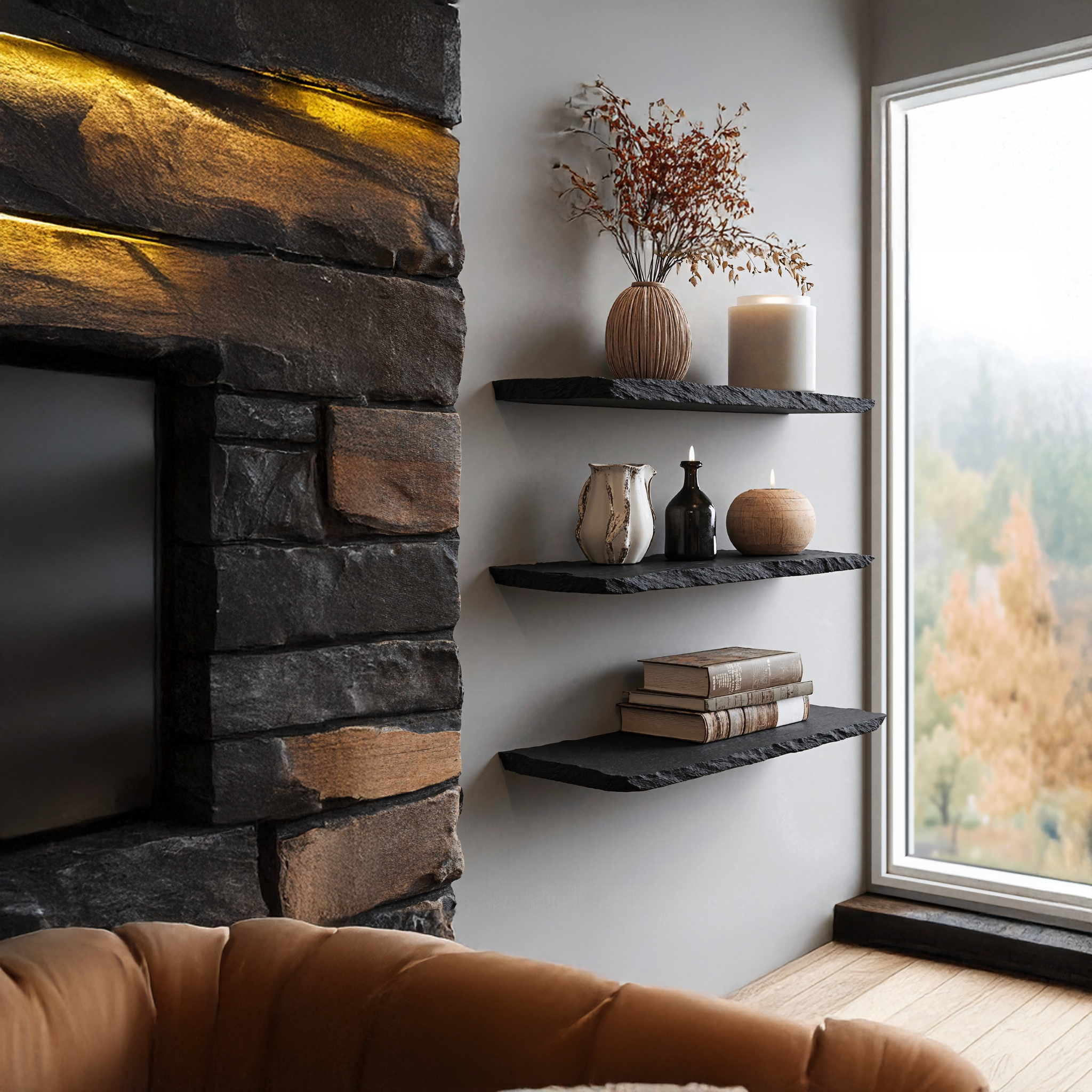 Rustic Black Wooden Floating Shelf For Entryway Decor SILDTFL127